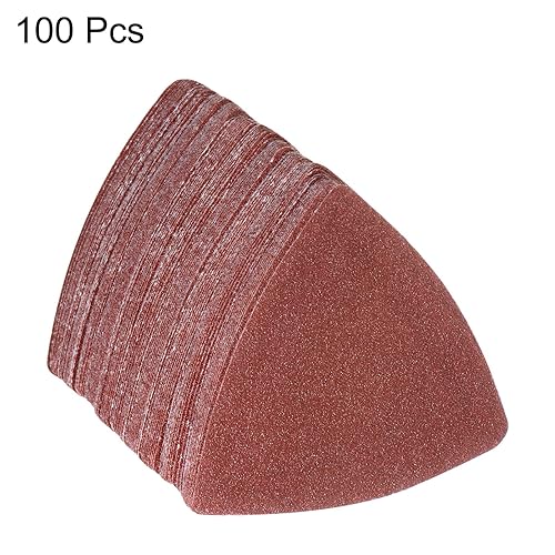 Miniatura 3 de 100 piezas de lija triangulares de gancho y bucle, 100 granos, almohadillas de lijado de óxido de aluminio de 3-18 pulgadas, hojas de lija orbitales