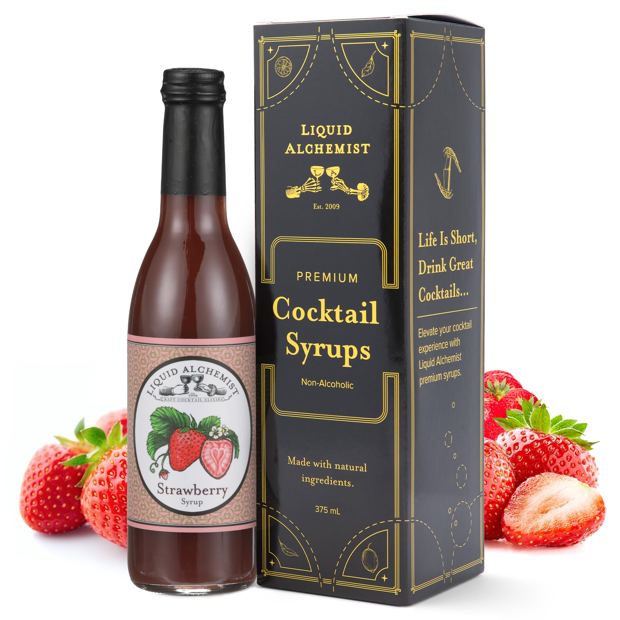 Liquid AlchemistStrawberry Syrup for Drinks - Real Ingredients Make our Strawberry Puree for Drinks a Perfect Margarita Mix - Our Flavored Syrup is Gluten & Dairy Free (12.7 oz)