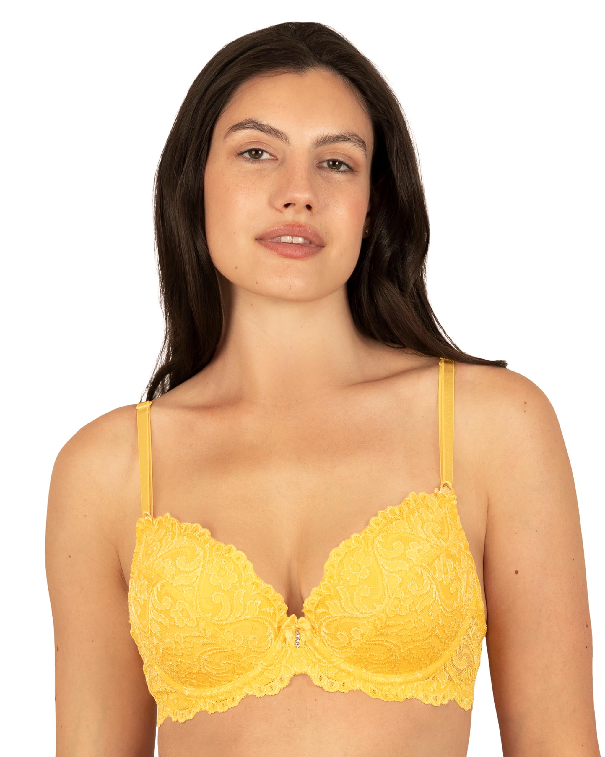 Smart & Sexy Womens Signature Lace Push Up Bra - Perfect for Seeking Effortless Style and Comfort, Daffodil, 36A
