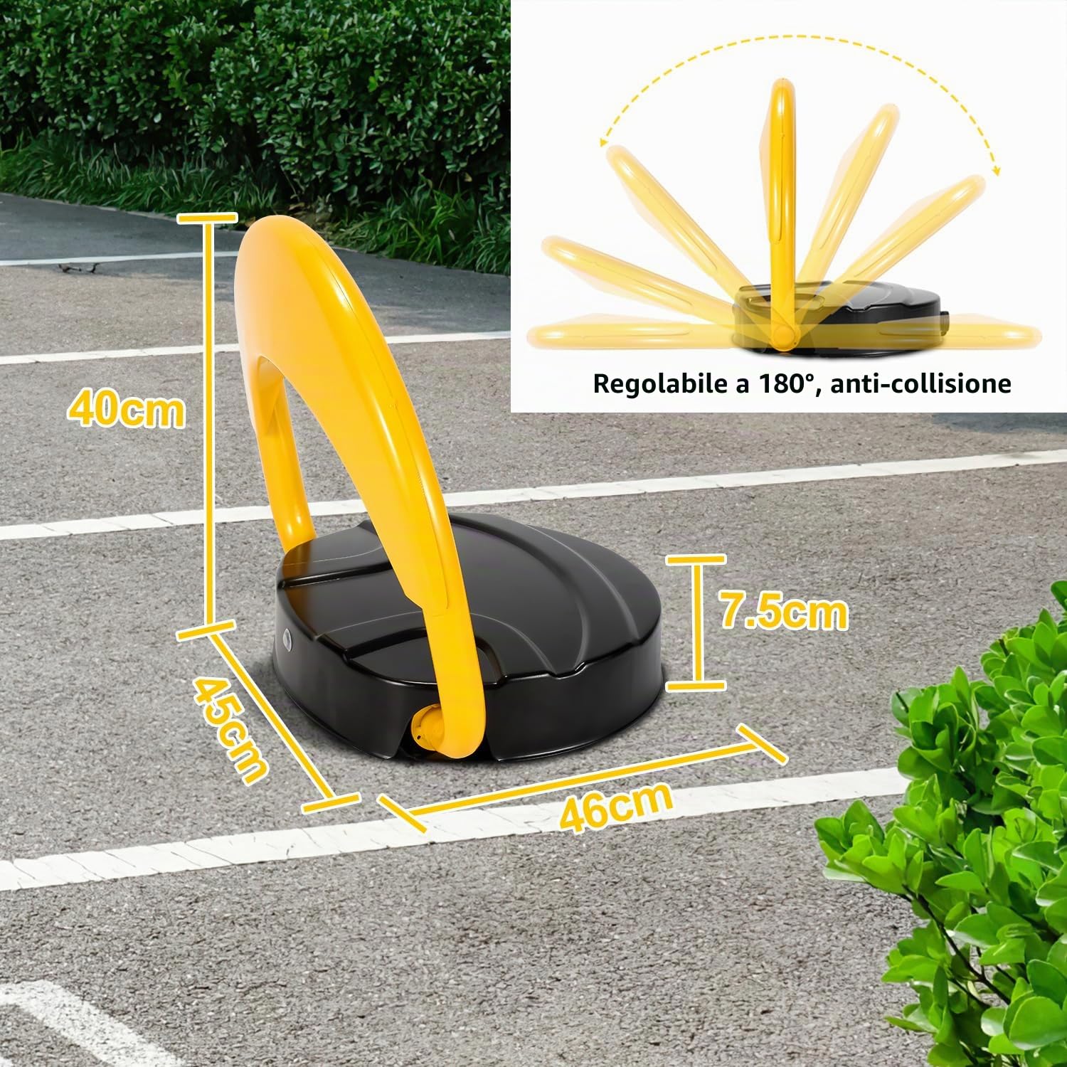 Blocco parcheggio con telecomando, parcheggio custode pieghevole automatico con funzioni di allarme, pali di parcheggio anticollisione 180°, elettronico privato blocco parcheggio