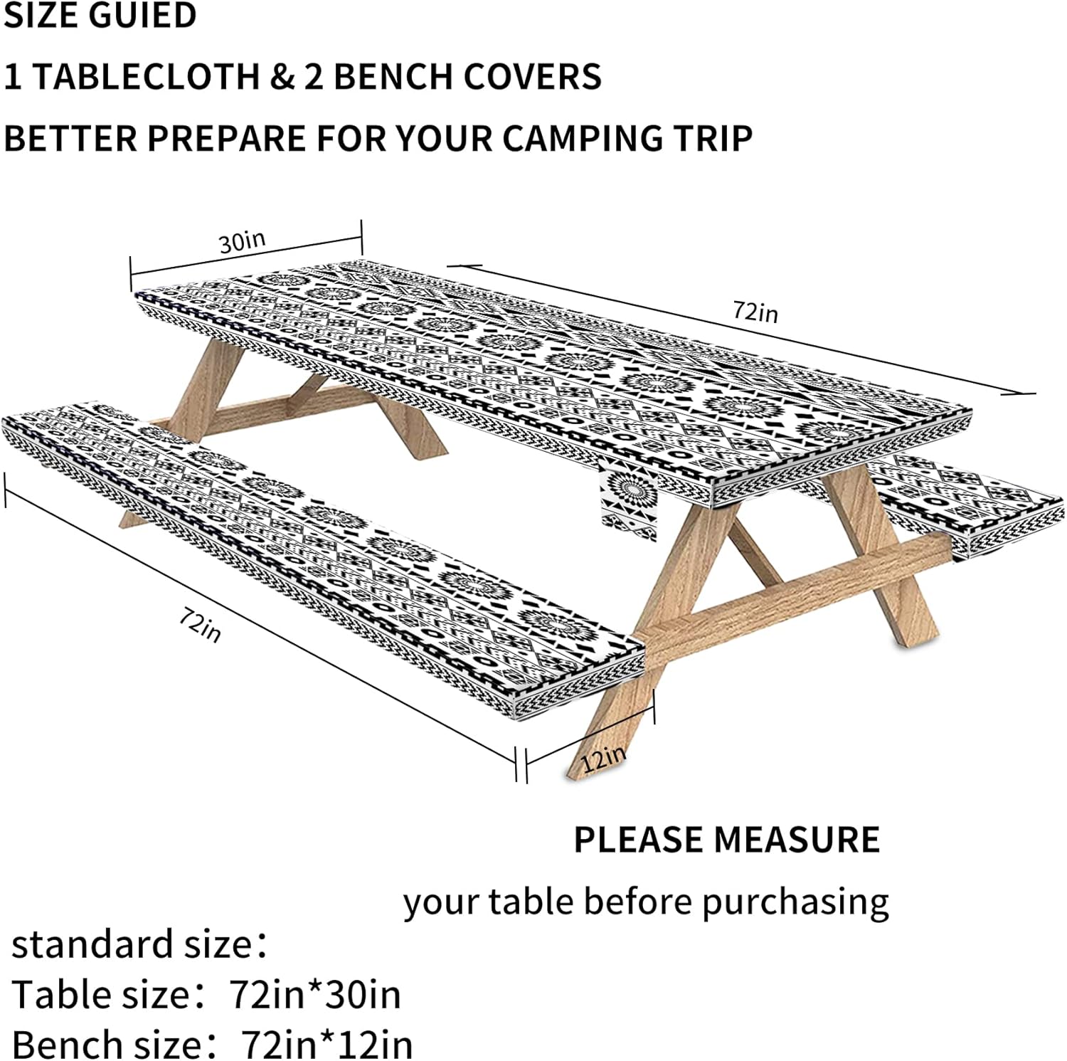 Buy Picnic Table Cover with Bench Covers Vinyl Elastic Edges Fitted