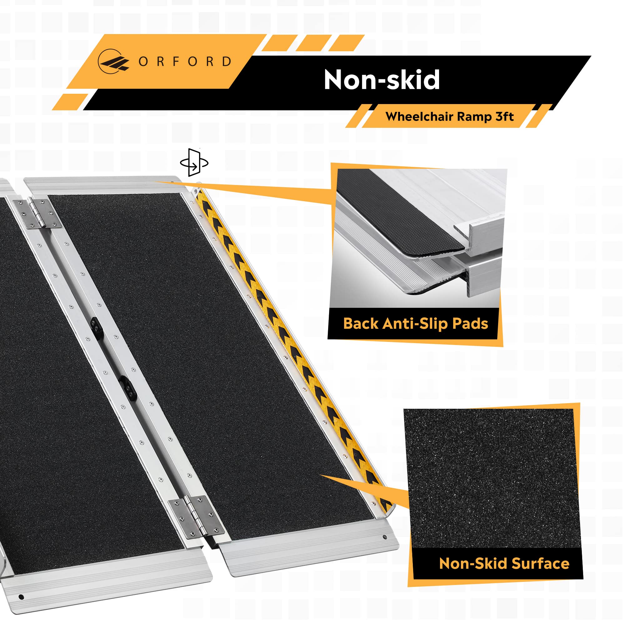 Buy ORFORD NonSkid Wheelchair Ramp 3FT, Threshold Ramp with a NonSlip