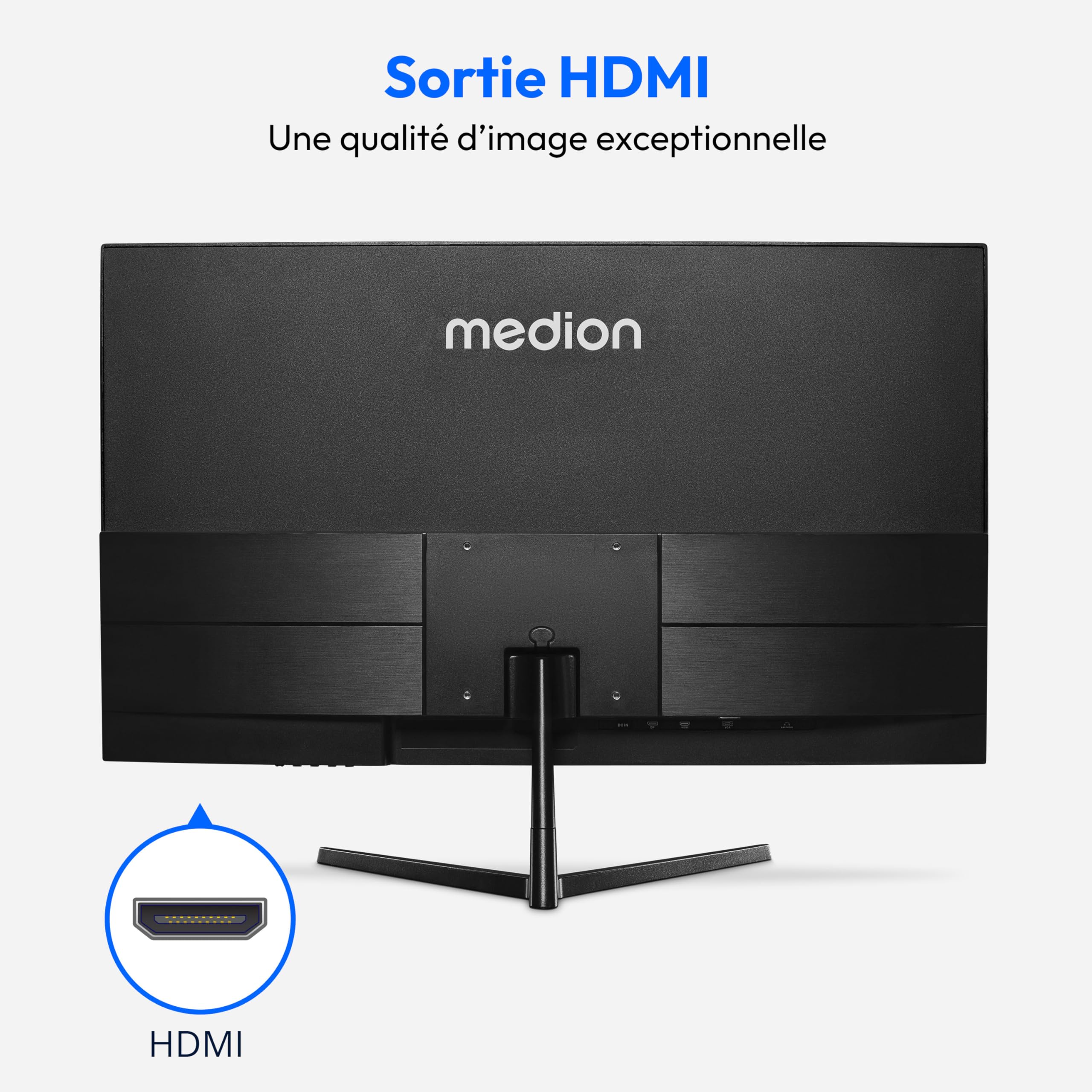 MEDION P52218 (MD 20150) 54,6 cm (22 Pouces) écran Large Full HD (FHD, 16:9, HDMI, VGA, Anti-Scintillement, Anti-Glare, Anti-lumière Bleue, Menu multilingue) Noir