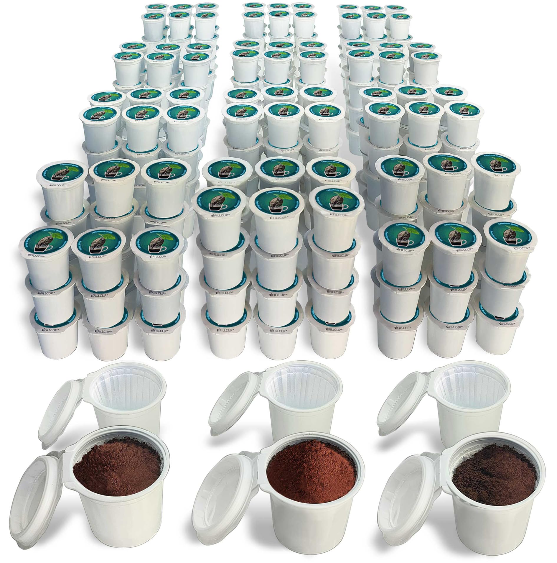 288 iFillCup Pods Green, Fill Your Own Coffee 1 &amp; 5 Needle K Cup Brewers