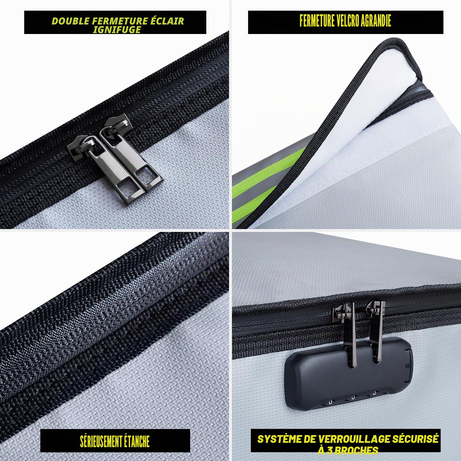 Pochette Anti Feu, Boite Ignifuge, Lipo Safe Bag, 60 x 30 x 30 cm, pour Documents A4, Passeport, Batterie Lipo, Bijoux, Objets de Valeur