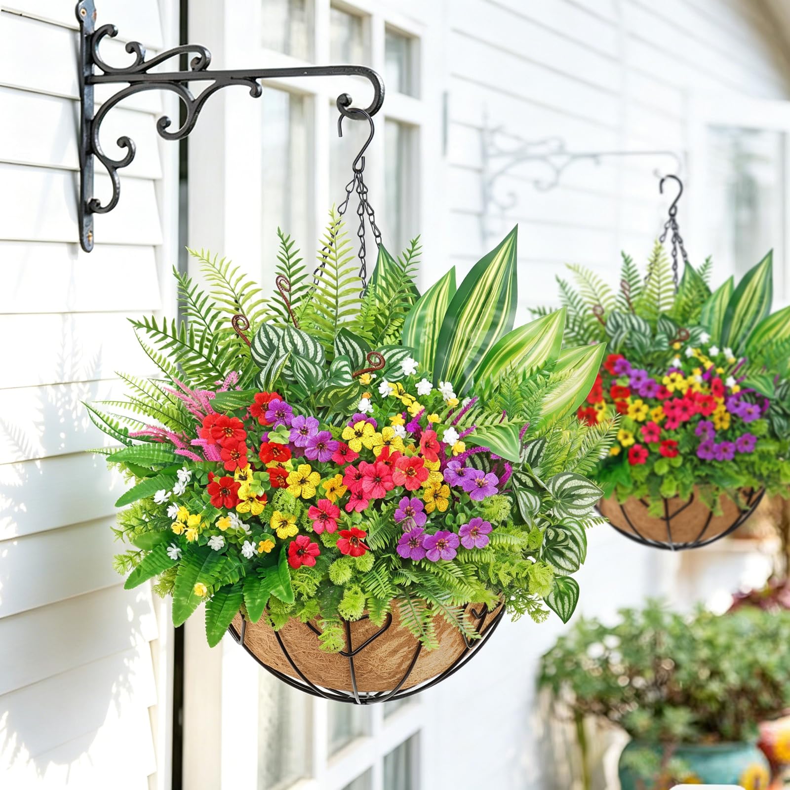 24 piante artificiali fiori per esterni, fiori finti resistenti ai raggi UV, fiori di seta, arbusti in plastica, piante finte per giardino, portico, fioriera, finestra, decorazione per la