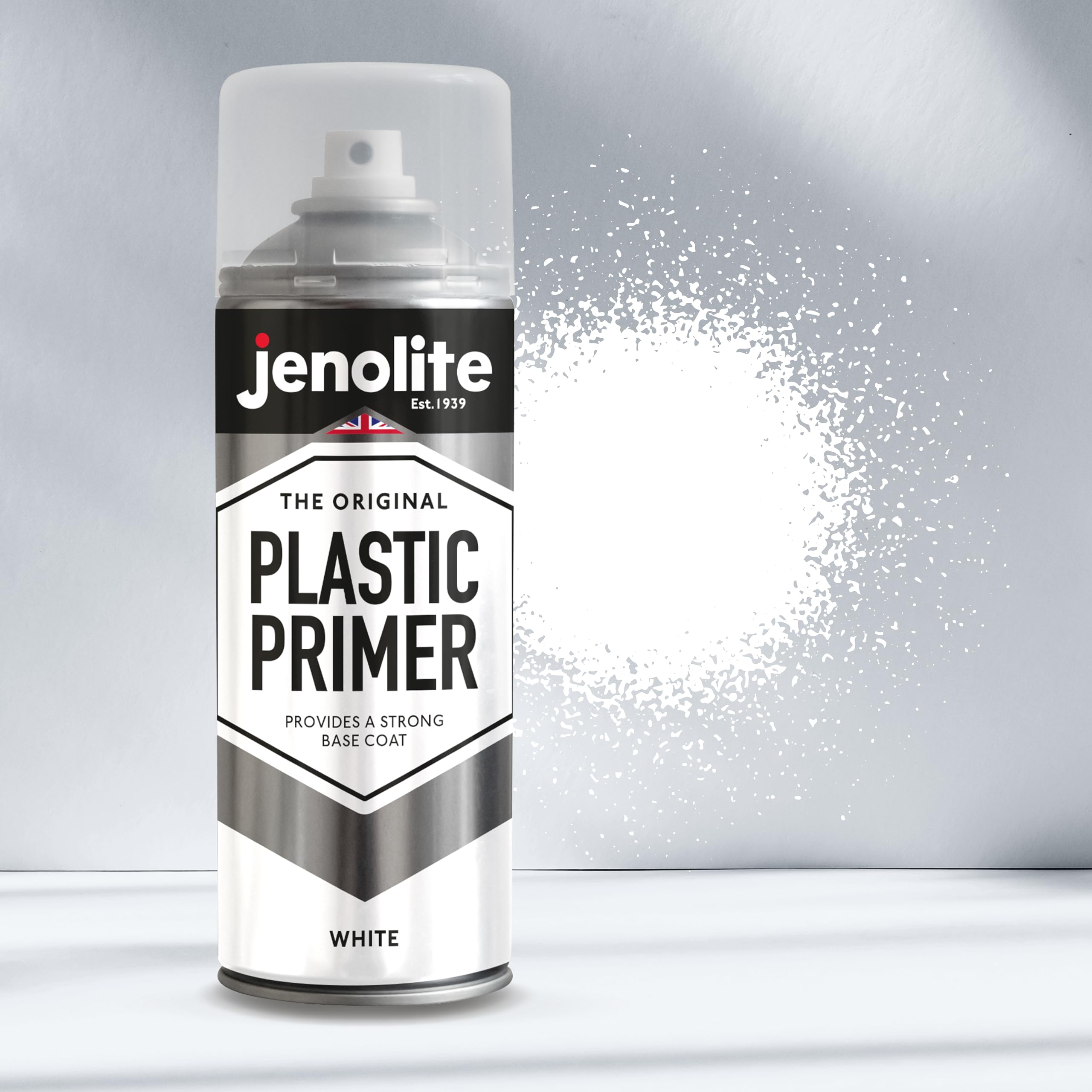 JENOLITE Primer Spray per Plastica Bianco - Alta Qualità, Favorisce l'Adesione - Per Automobili, Mobili da Giardino, Modelli e Altre Materie Plastiche Dure (confezione da 3)