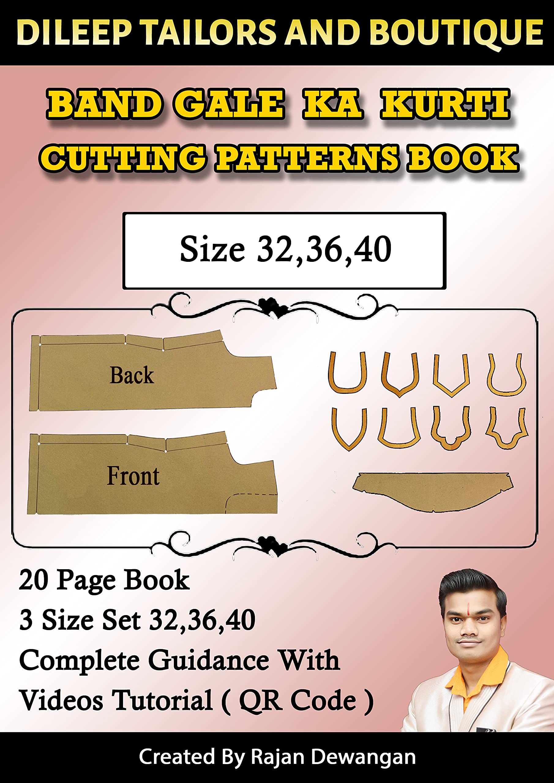 Dileep Tailors Band Gala Kurti Paper Cutting Patterns With Cutting Tutorial Book Set Of 3 Size 32,36,40