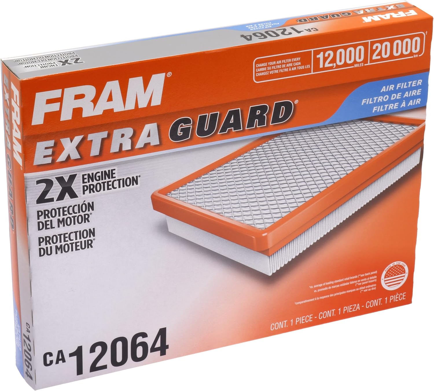 FRAM Extra Guard CA12064 Replacement Engine Air Filter for Select Buick Envision Models, Provides Up to 12 Months or 12,000 Miles Filter Protection