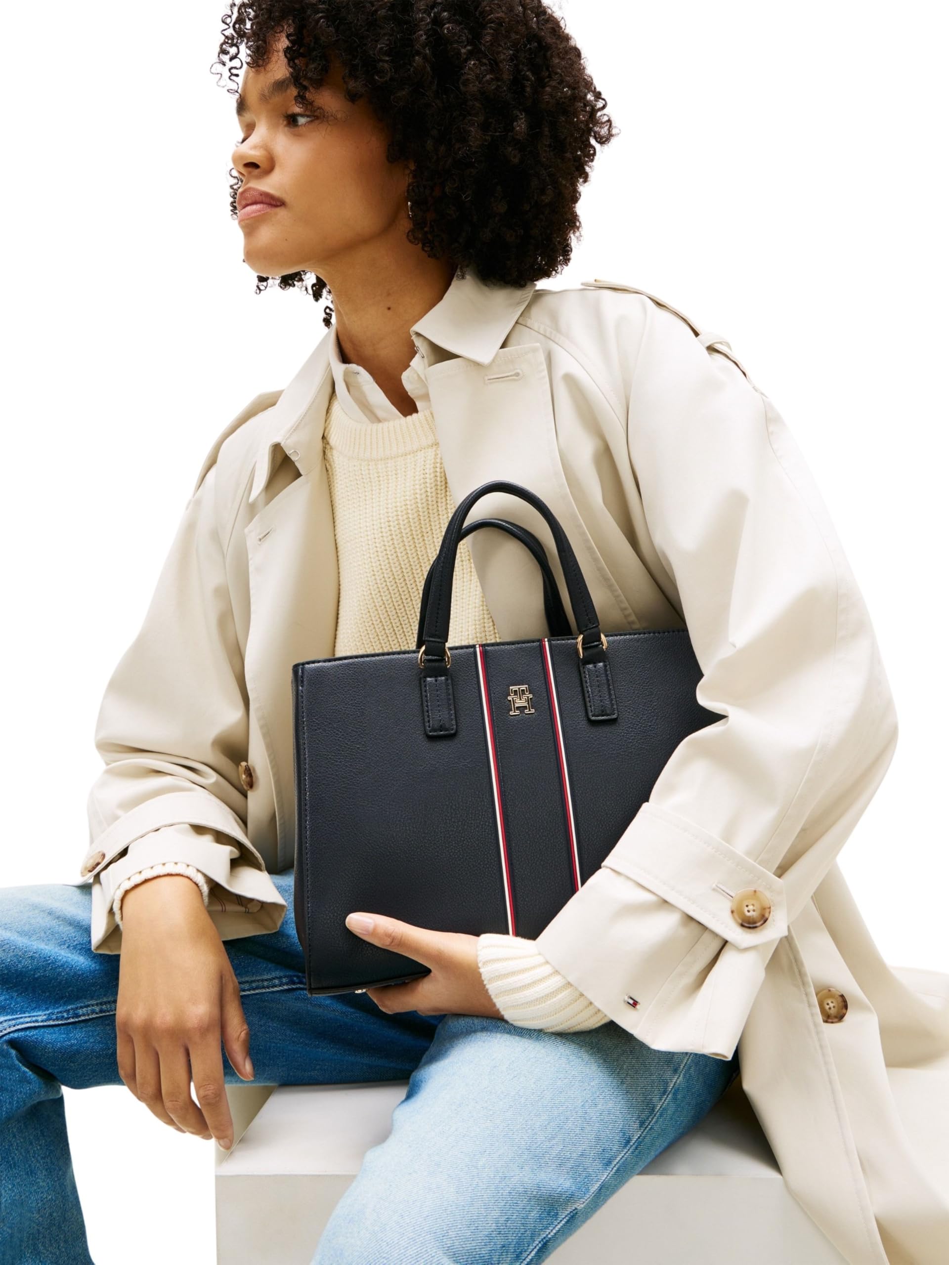Tommy Hilfiger Damen Satchel Bag Tasche Daily mit Branding, Blau (Space Blue), Einheitsgröße