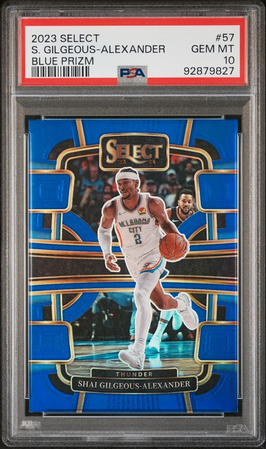 Shai Gilgeous-Alexander 2023 Panini Select Blue Prizm Basketball Card #57 Graded PSA 10