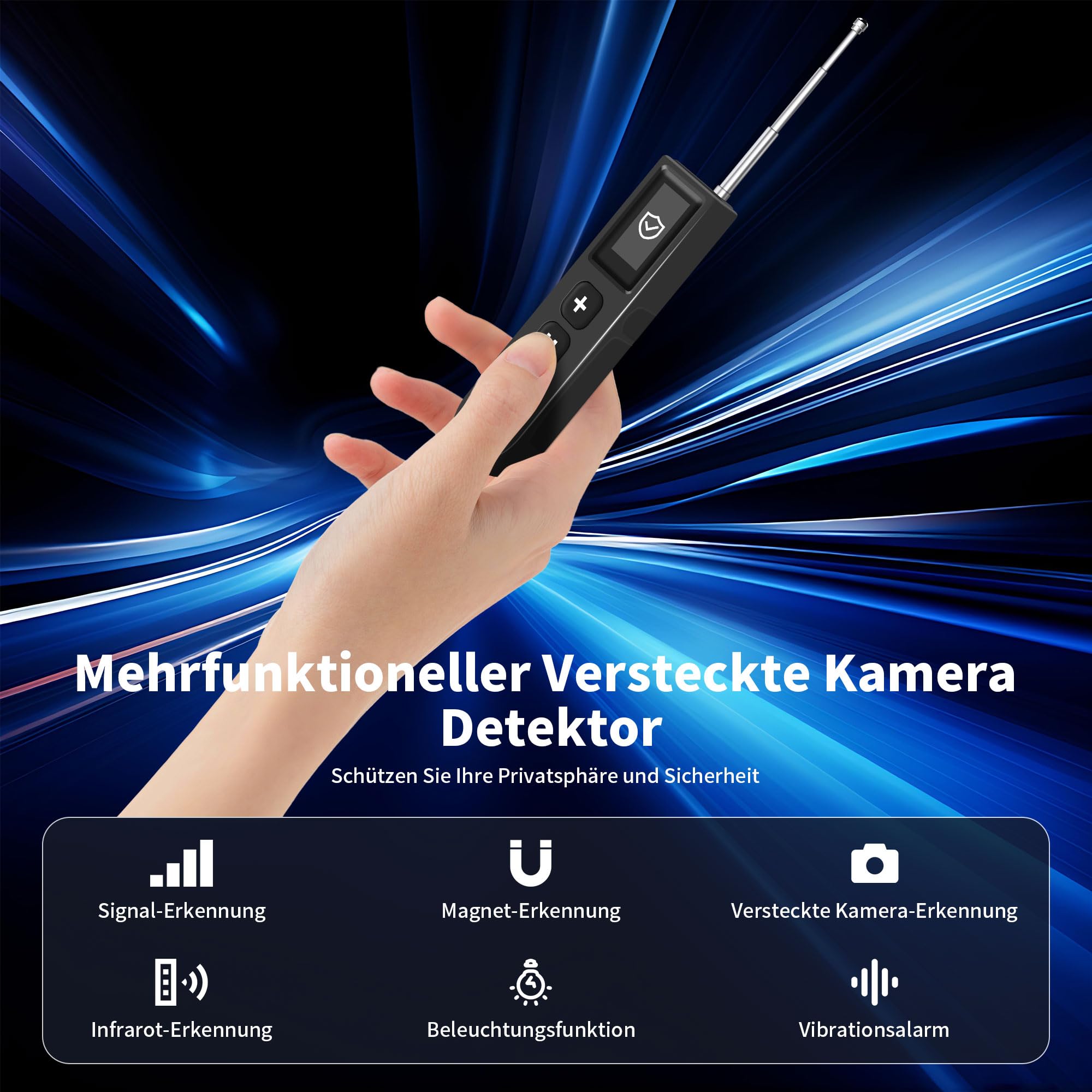 Hidden Camera Detector Wanzenfinder, Wanzen Detektor, Kamera Detektor, Signal Bug Detector, RF Signal Detektor für GPS Locator Tracker Abhörgeräte Funkkameras für Hotel Heim Büro Reisen