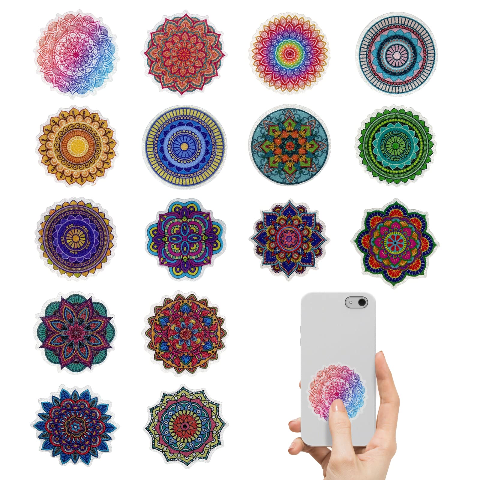 TAOARA 16 PCS Calm Sticker for Sensory Stickers Mandala Style Stress Relief Items Tactile Rough Textured Calming Stickers
