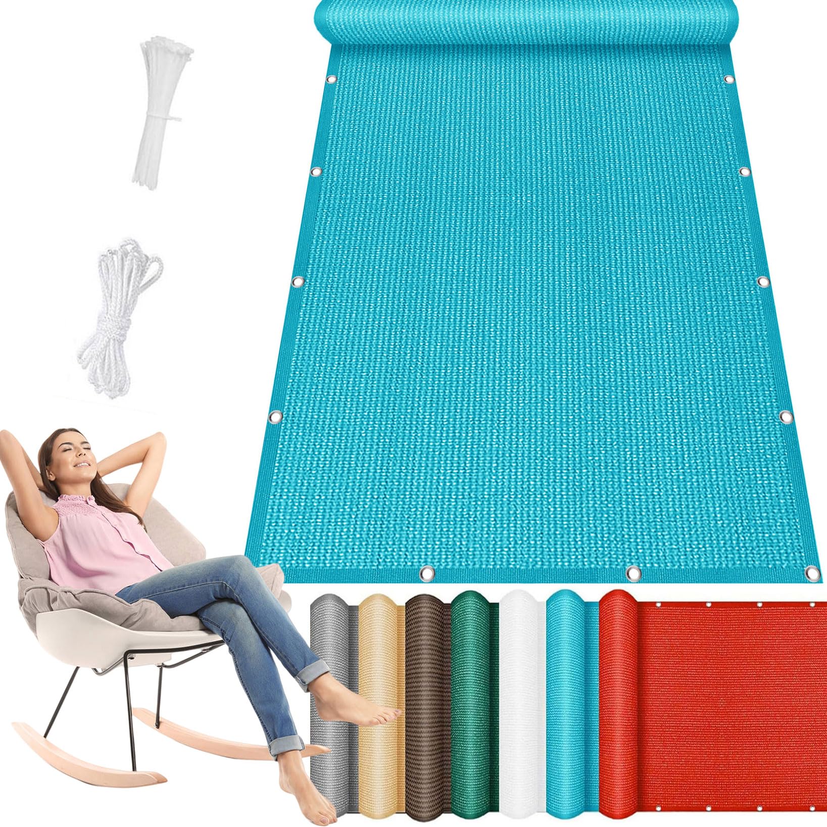 Voile d'ombrage rectangulaire bleu ciel pour des après-midis au balcon