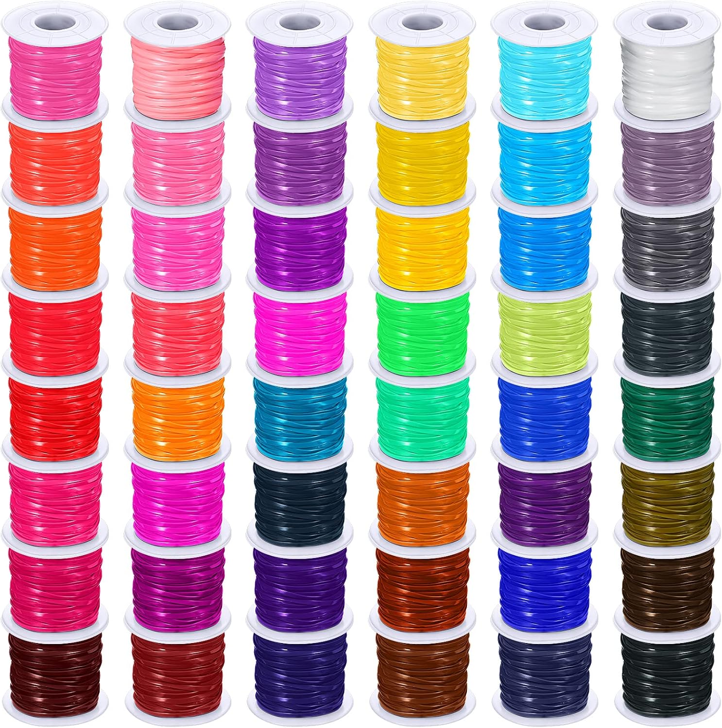 Yunsailing 48 Rolls Lanyard String Kit Plastic Lacing Cord for Bracelet Making Gimp String Bracelet Thread for DIY Jewelry Necklaces Keychains Crafts, 48 Colors, 65.6 Feet Long
