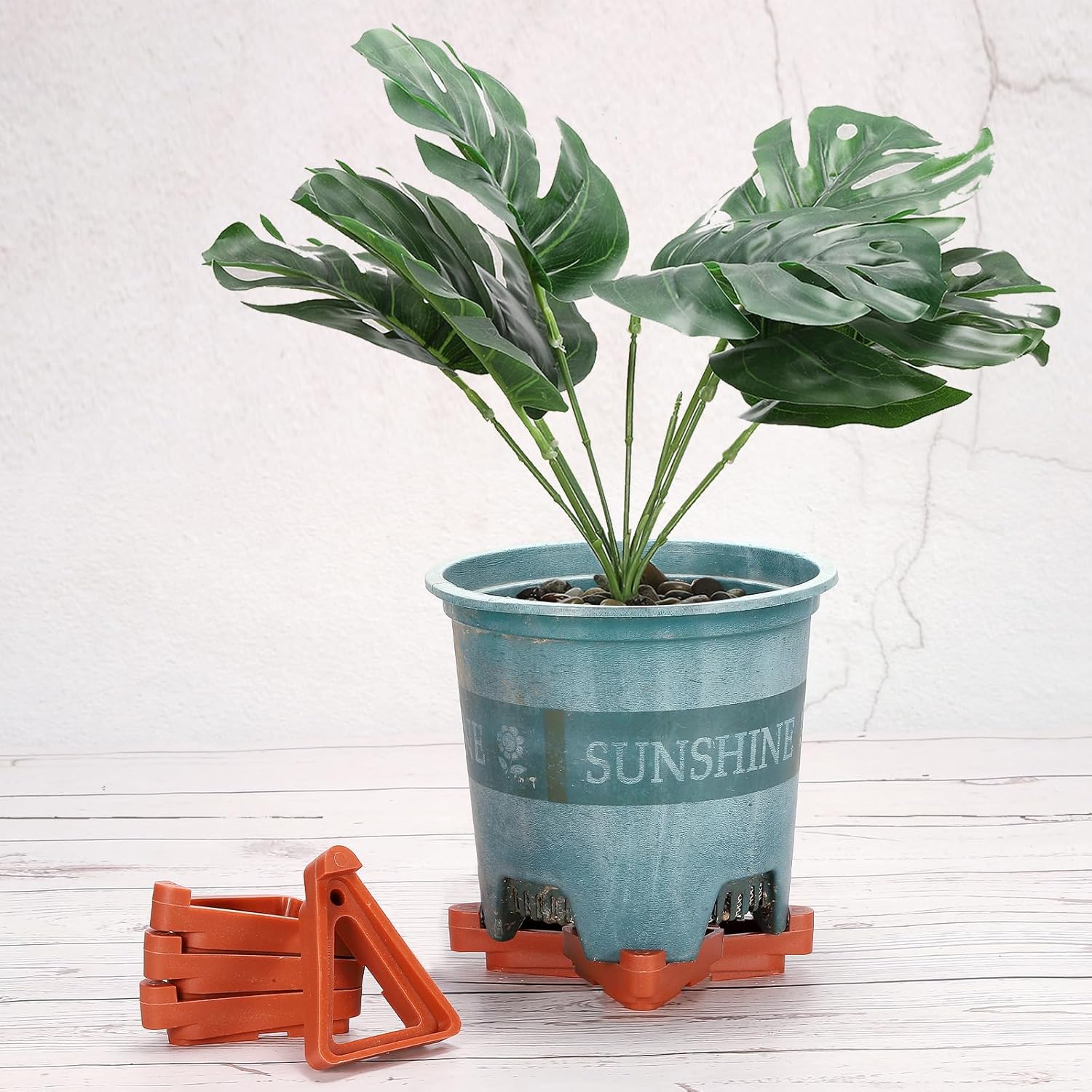 PATIKIL Plant Pot Feet, 36 Pack Plastic Invisible Flower Pot Risers Triangle Potted Plants Stand Rack for Indoor and Outdoor Plant Pots, Terracotta