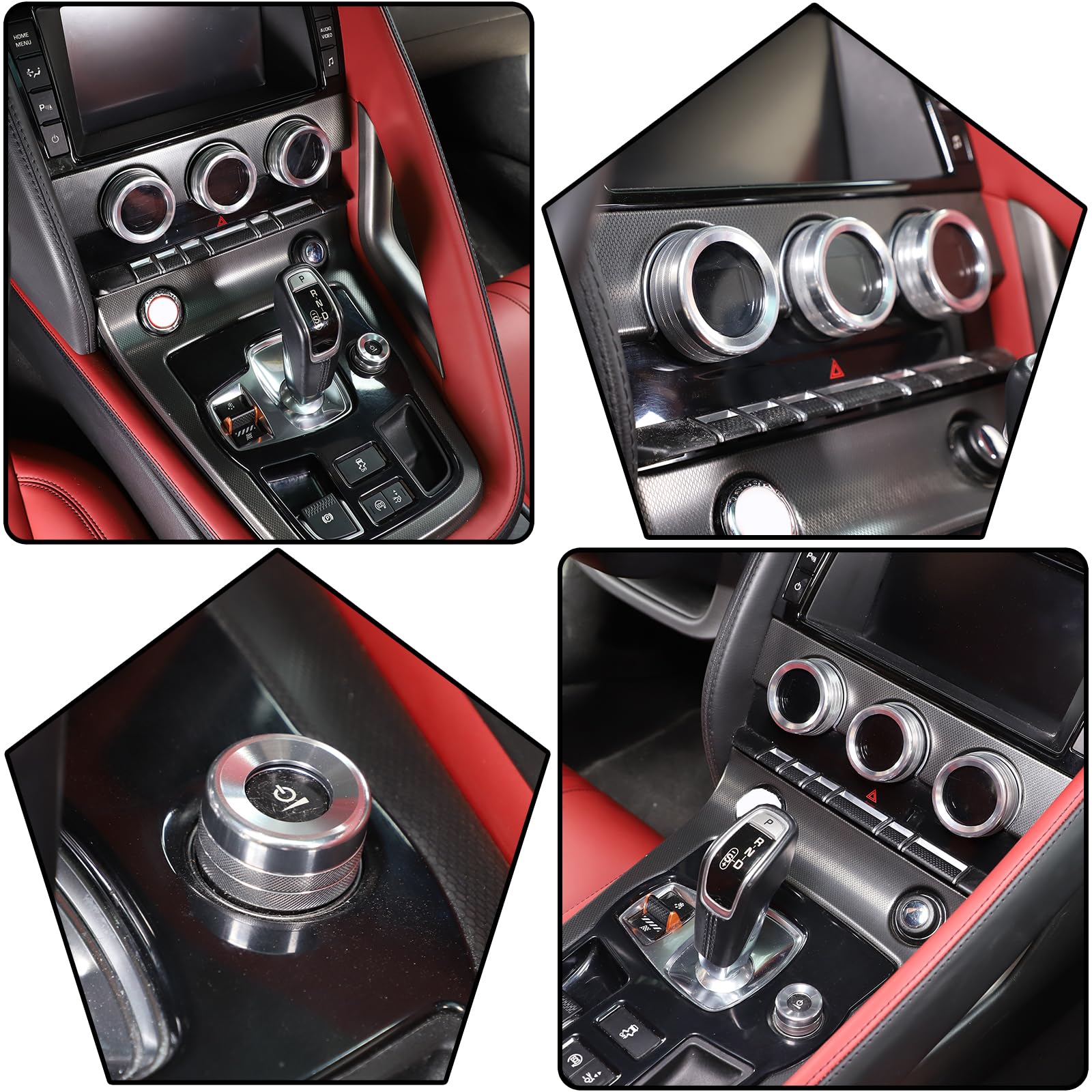 Jaguar F-Type Central Control Knob Cover (2013-2024) – Black Style A, AC & Volume Switch Trim, Easy Install - View #10