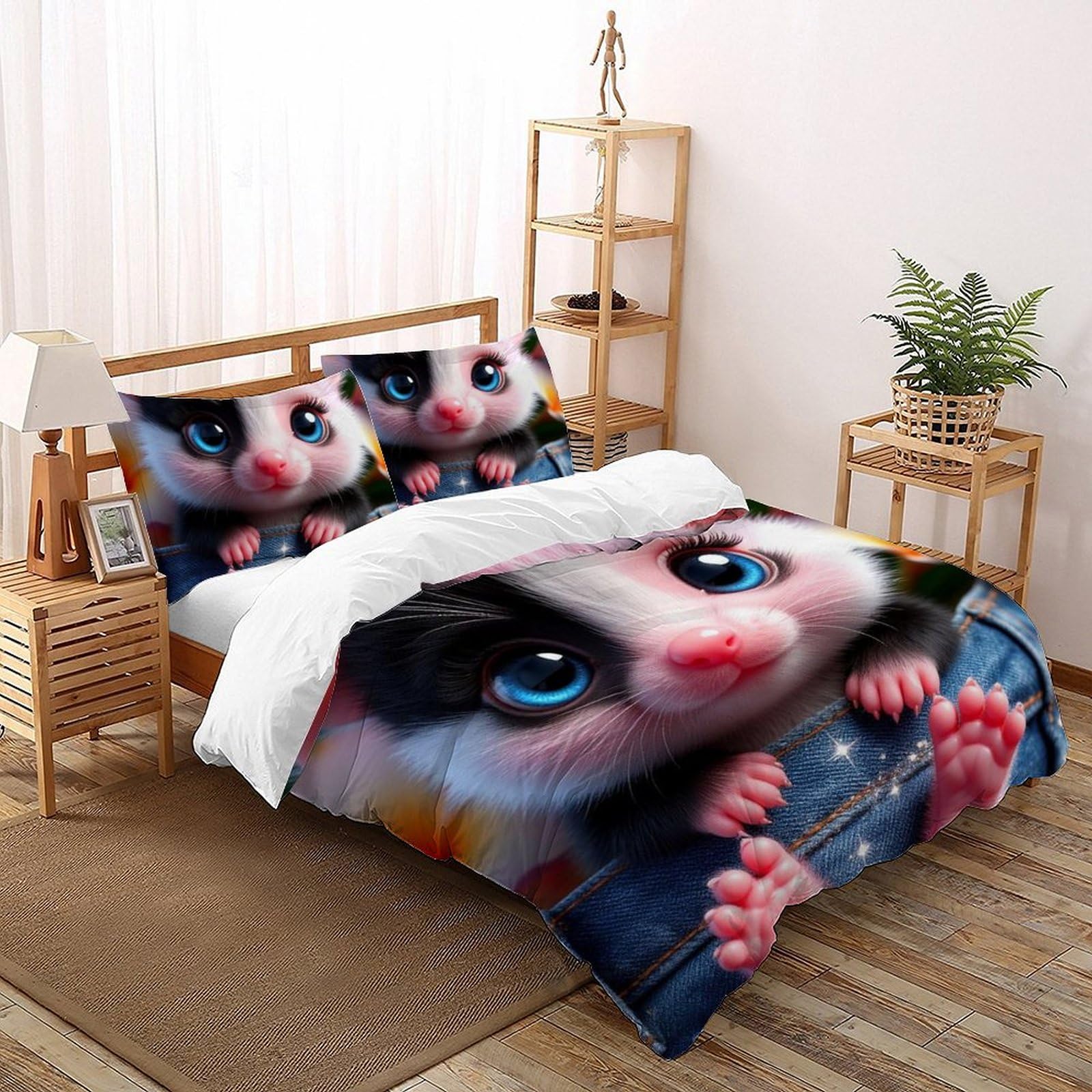 Housse de couette enfants Animaux Land en microfibre 200x200cm avec 2 taies d'oreiller