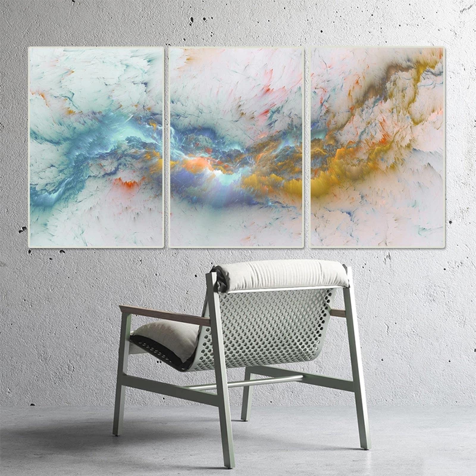 Amazon.co.jp: 青黄色の雲抽象絵画スカンジナビアの壁画リビングルーム