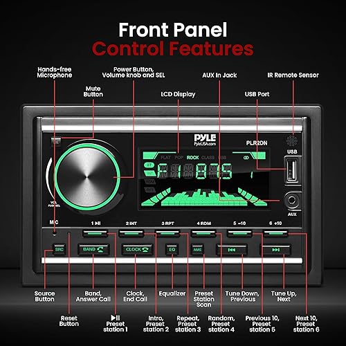 Miniatura 2 de Pyle Receptor estéreo marino Bluetooth para barco, unidad principal marina, receptor estéreo doble DIN, amplificador de potencia - Llamadas manos