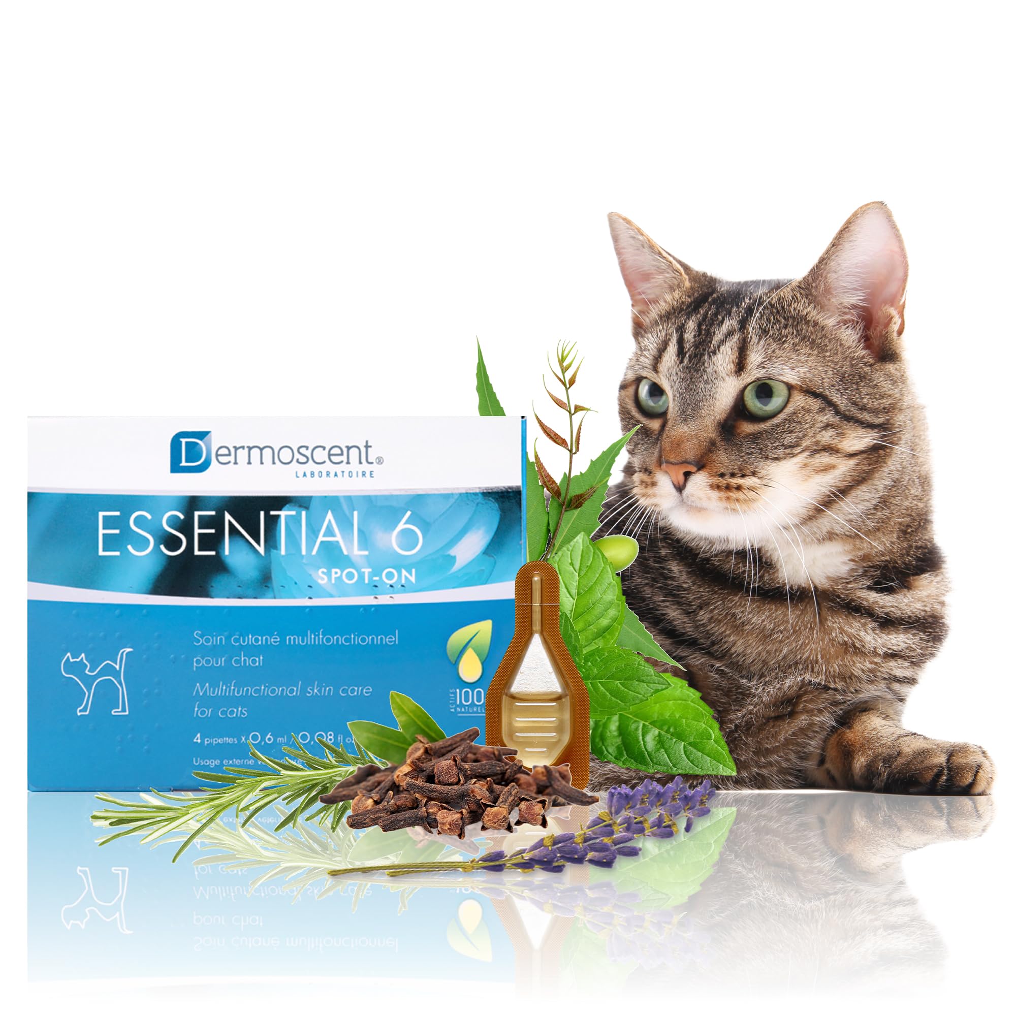 Essential 6 Spot-On | Innovatives Hautpflegeprodukt für Katzen | Hält die Haut feucht, das Fell glänzend, kontrolliert den Haarausfall, reduziert Gerüche und schützt mit natürlichen Inhaltsstoffen