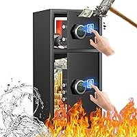 Vista 10 de Caja fuerte grande de doble puerta de 7.0 pies cúbicos, impermeable, resistente al fuego, con alarma dual y teclado brillante 3D, función