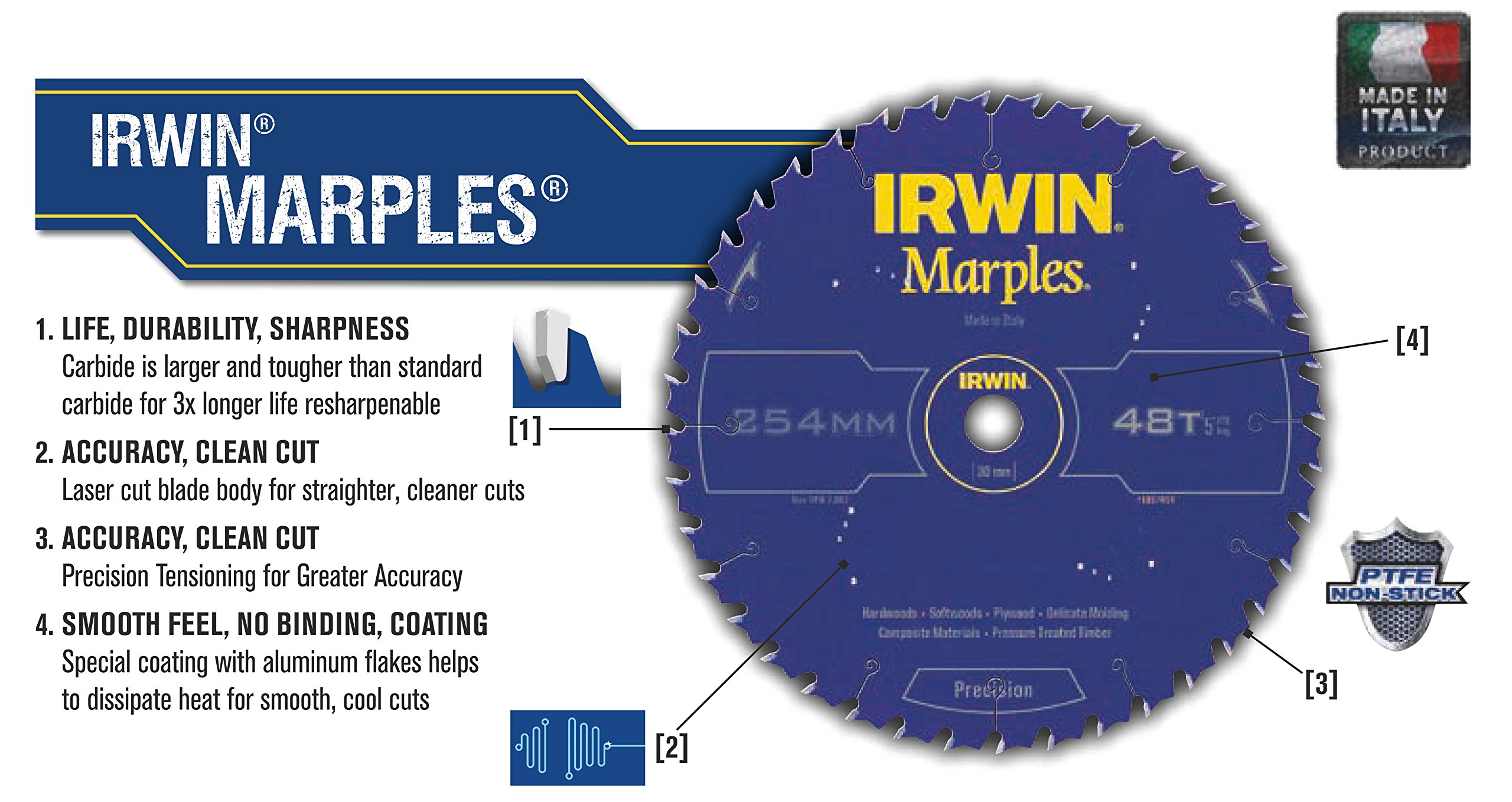 IRWIN IRW1897457 250 x 30 mm 60-zębowy Irwin Marples tarcza do piły tarczowej z mieleniem do zębów ATB/hak ujemny