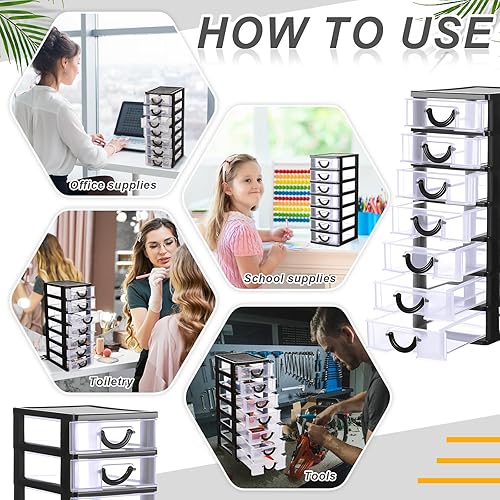 Miniatura 6 de Thyle Organizador de cajones de plástico con 2 unidades, apilable, caja de almacenamiento de cajones de plástico transparente, unidades de