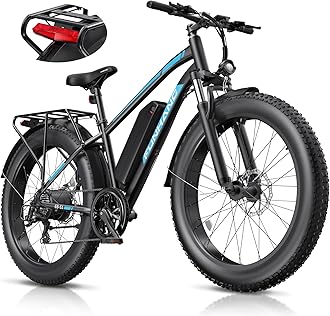 Electric Bike for Adults, 1000W Peak Ebike, 25MPH 60Miles Electric Mountain Bike, 26" Fat Tire Electric Bicycle with 48V 13AH Battery, Rear Rack, Turn Signal, Lockable Suspension Fork,7 Speed