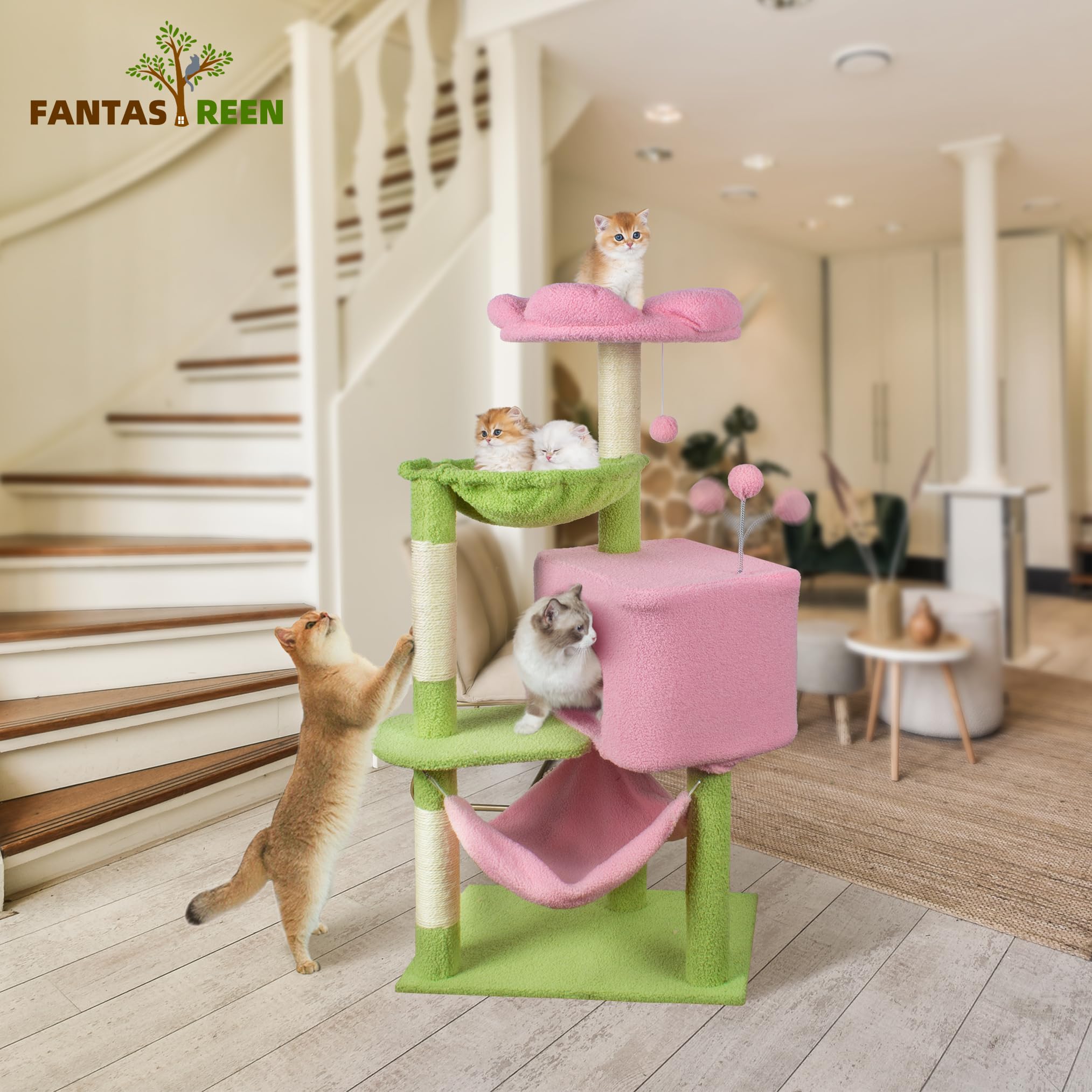 Amazon.com : Fantasreen Cat Tree 43'' Cute Cat Tower Flower Cat