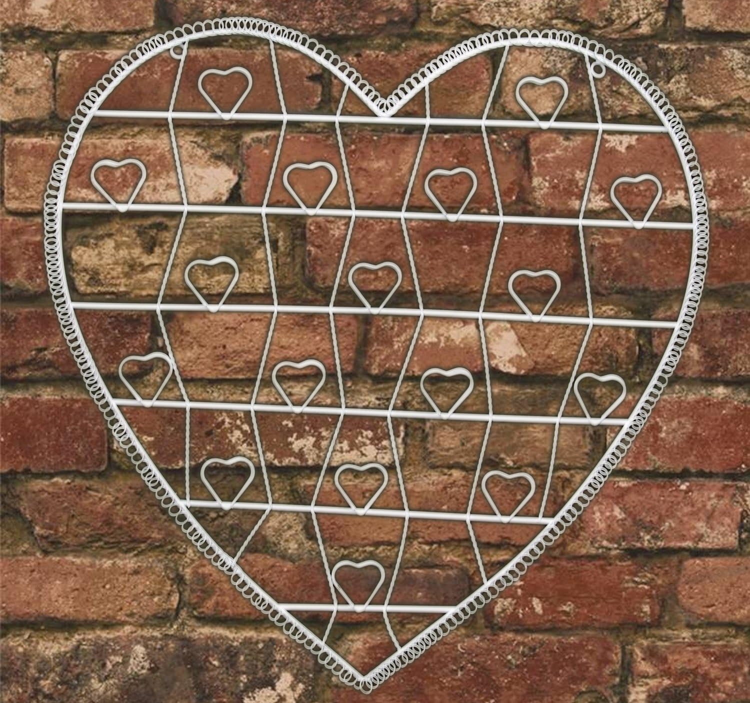 Vintage Style White Wire Heart Memo Card Photo Holder - Large