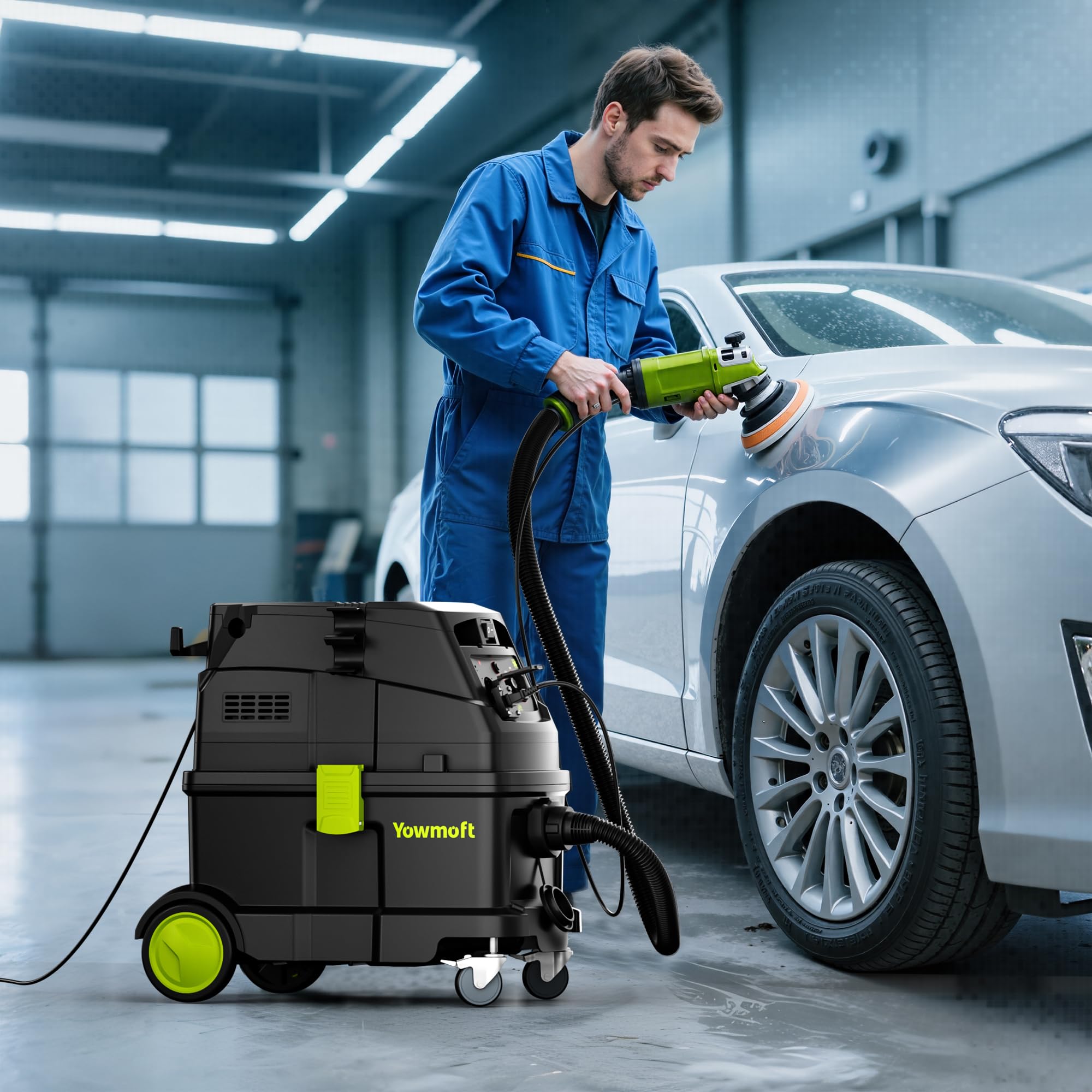 Extractor de polvo clase M para carpintería con luz indicadora de polvo y limpieza automática Hepa y polvo, aspiradora extractora de polvo de 10 galones con flujo de aire de 150 CFM y conector de