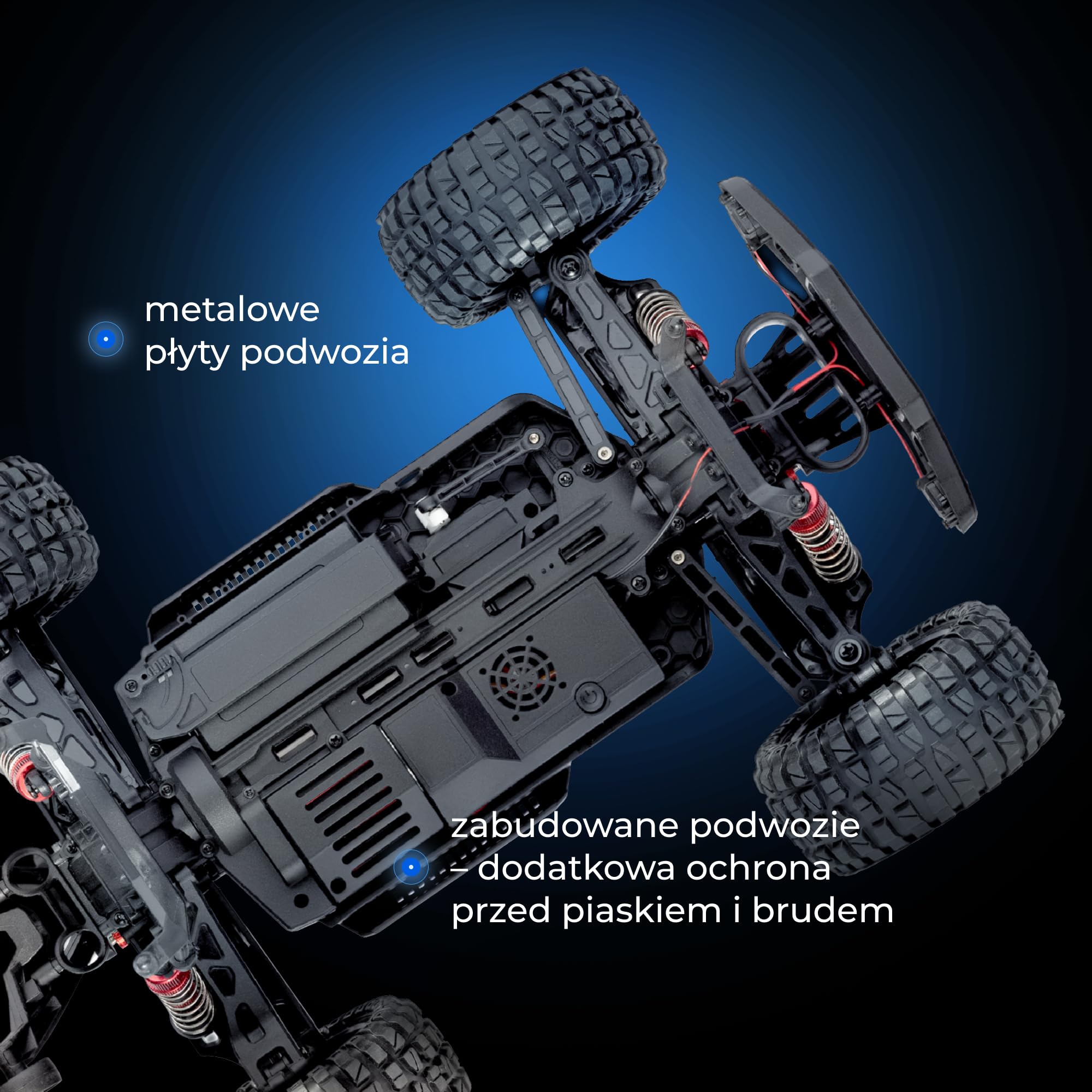 Lionelo Overmax X-Vast zdalnie sterowany samochód 4WD 1:10, 30 km/h Offroad RC, 2,4 GHz, 40 min z 2 akumulatorami, tłumikiem oleju, LED, jazda na dwóch kołach, Crawler dla dzieci 8+ i dorosłych