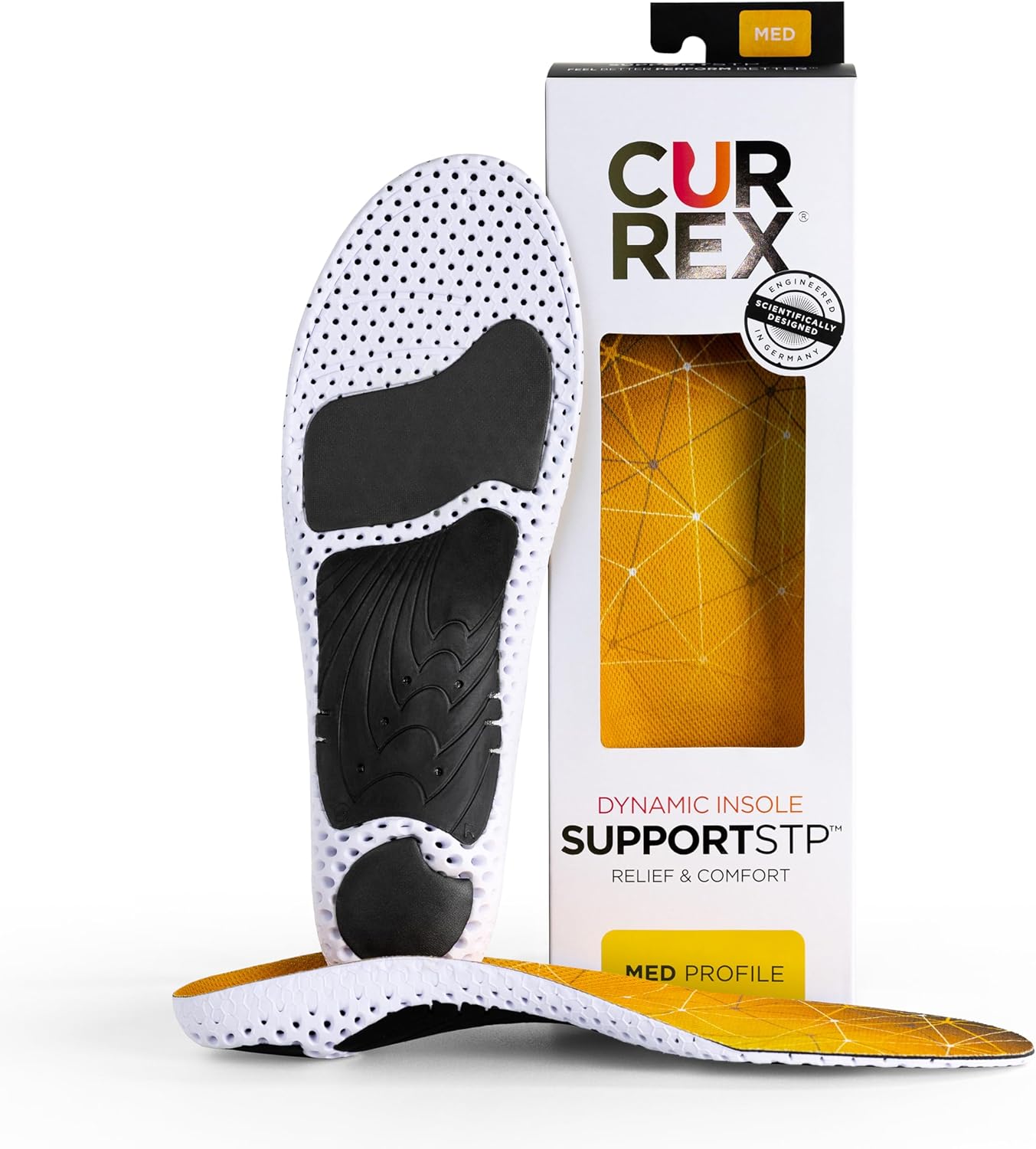 CURREX SupportSTP – Arch Support Insole w/Superior Cushioning & Airflow, Heavy Duty Shell for Less Fatigue – Comfort, Athletic, Casual and Work Shoe Inserts, Men & Women – Medium Arch, Small
