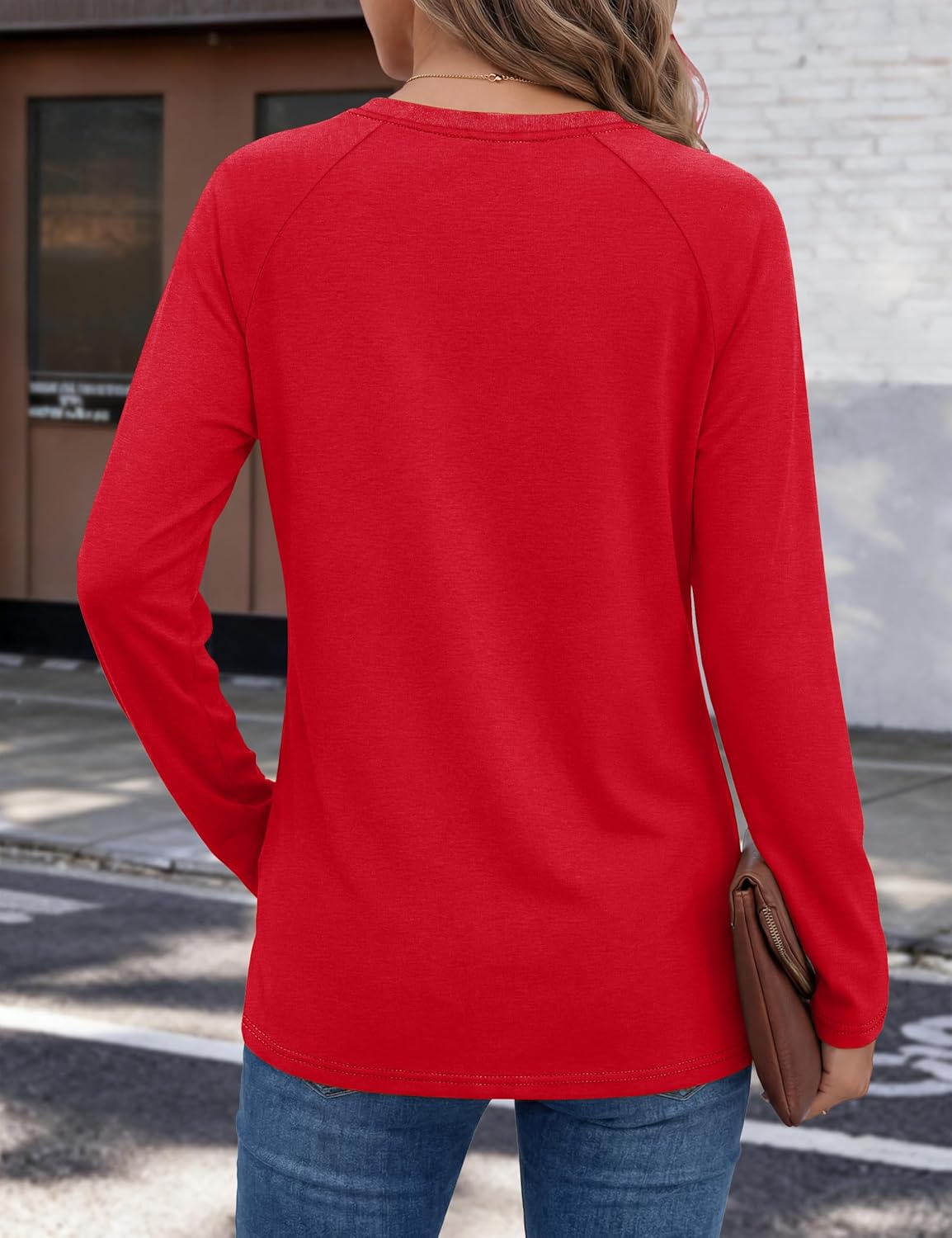 YUCOLEN Women’s Long Sleeve T Shirts Casual Loose Fit Layering Tops 2026 Trendy Raglan Sleeve Crew Neck Tees Basic Clothes - Image 6