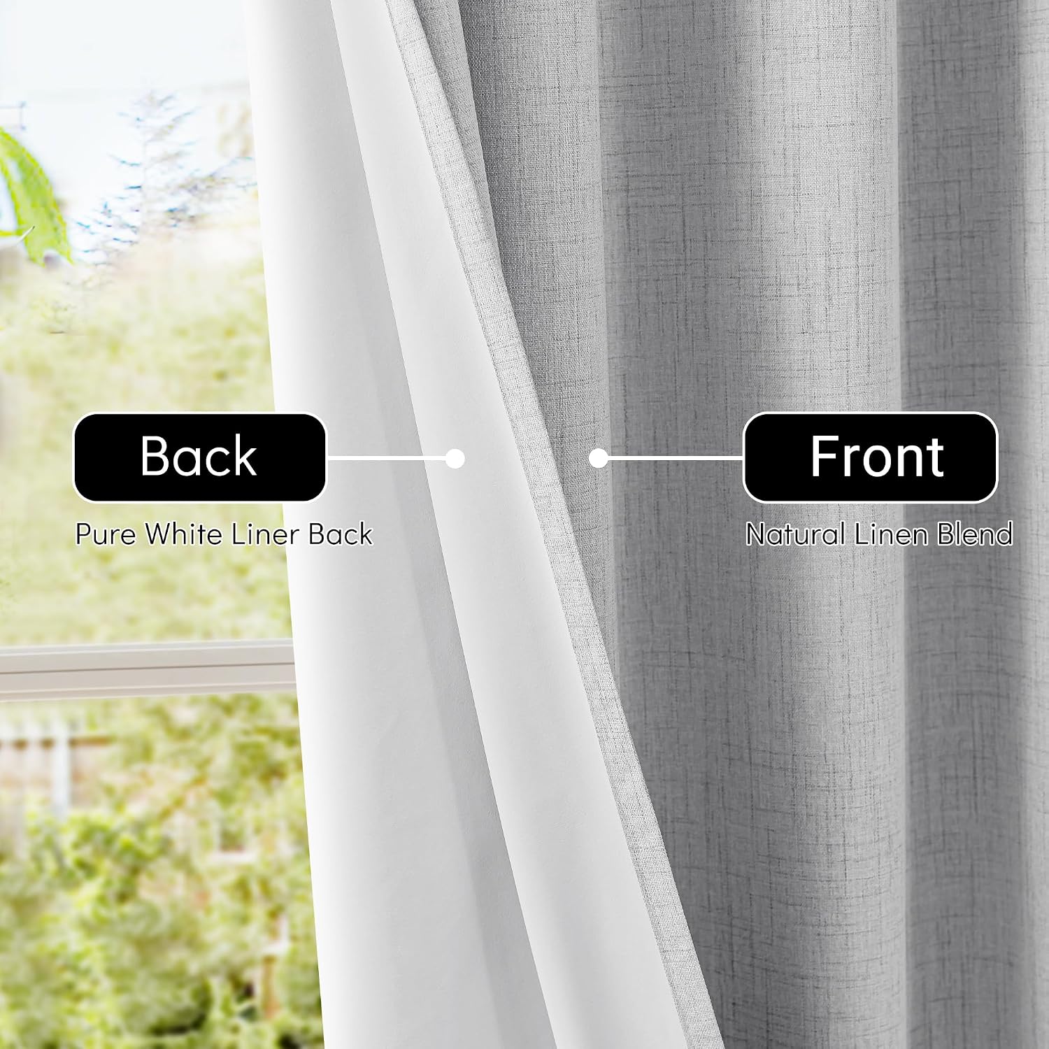 ChrisDowa 100% Blackout Curtains for Bedroom Linen Drapes 72 Inch Curtain