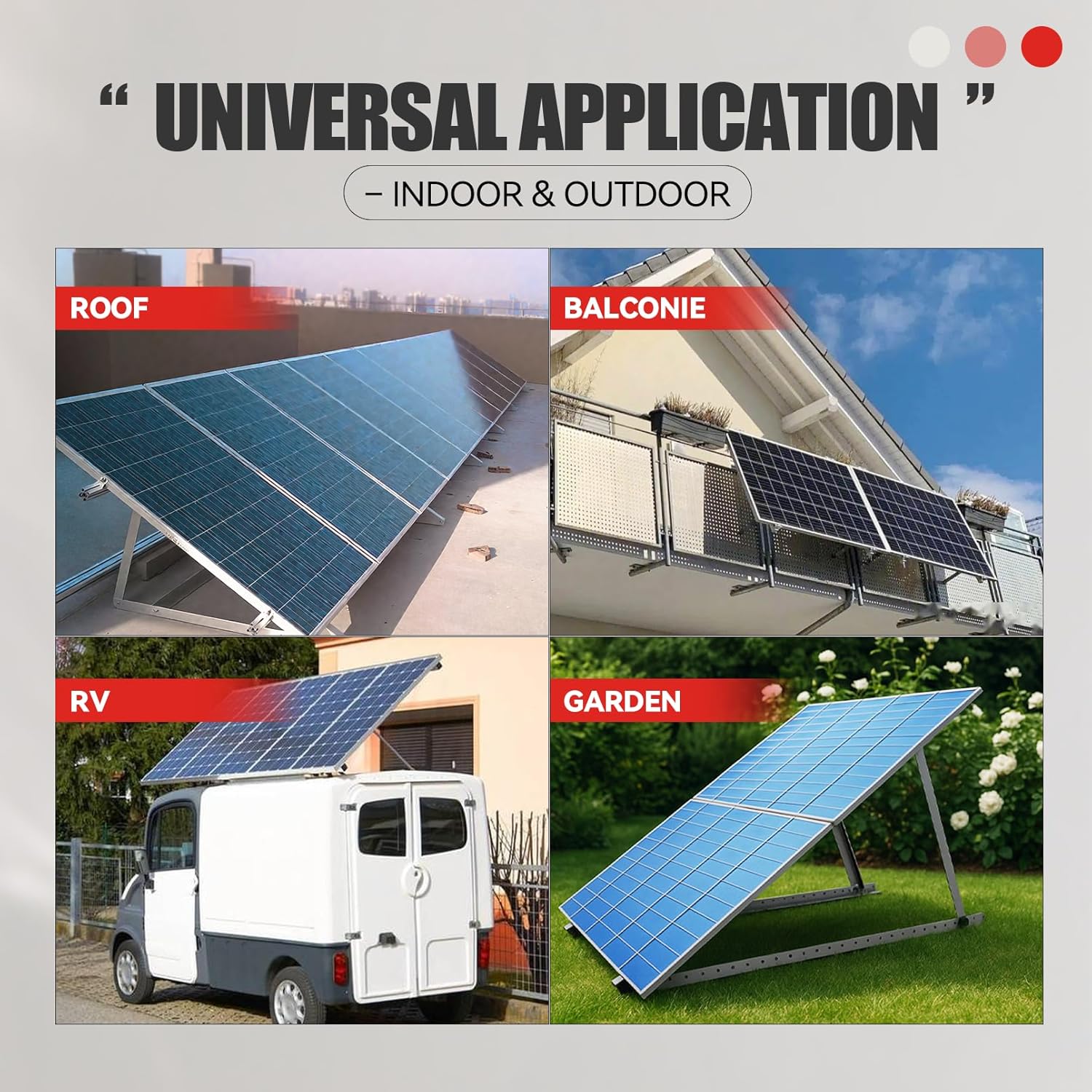 Adjustable Solar Panel Mount Brackets, 2 Sets(4 Pack) 45inch Solar Panel Mount Stand with Foldable Tilt Legs, Suitable for 2-4pcs 100-500 Watt Solar Panel for Roof, RV, Boat, and Off-Grid