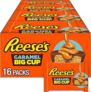 REESE'S Big Cup Caramel Milk Chocolate Peanut Butter Cups, Candy Packs, 1.4 oz (16 Count)