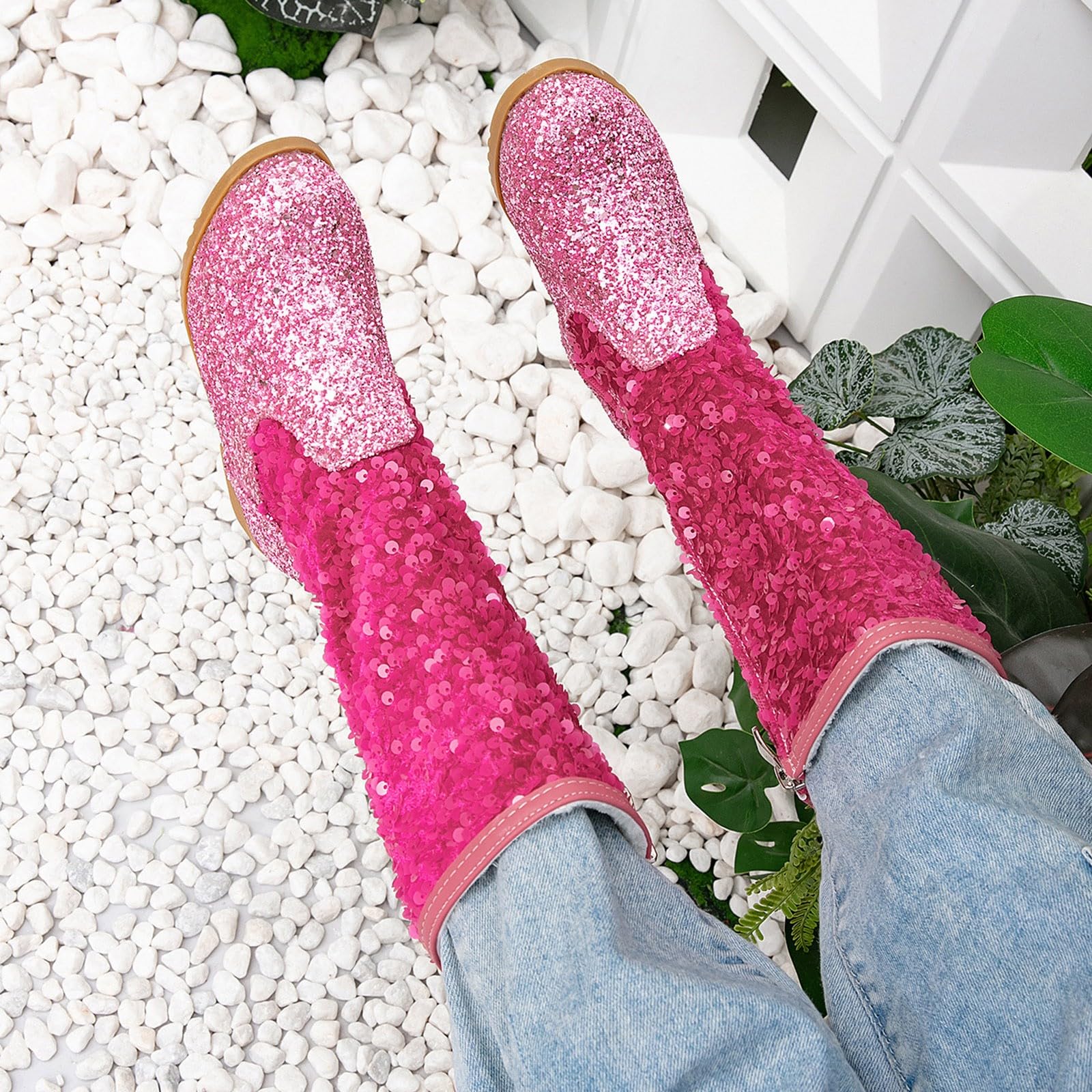 Botas altas hasta la rodilla con diamantes de imitación brillantes para niños y niñas, botas de equitación con tacón antideslizante, botas de equitación para fiestas y cumpleaños
