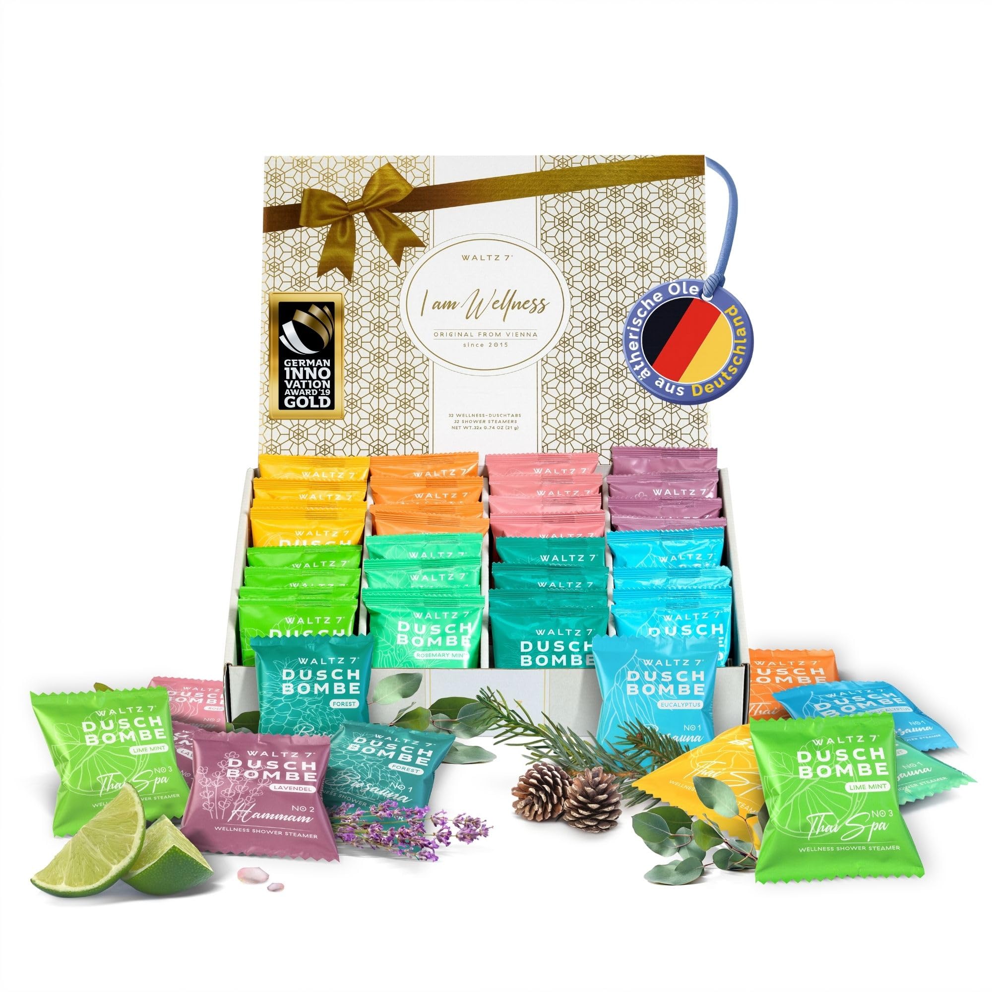 WALTZ 7 Original Duschbomben 32 Stück Monatspackung Aromatherapie Wellness Geschenkset