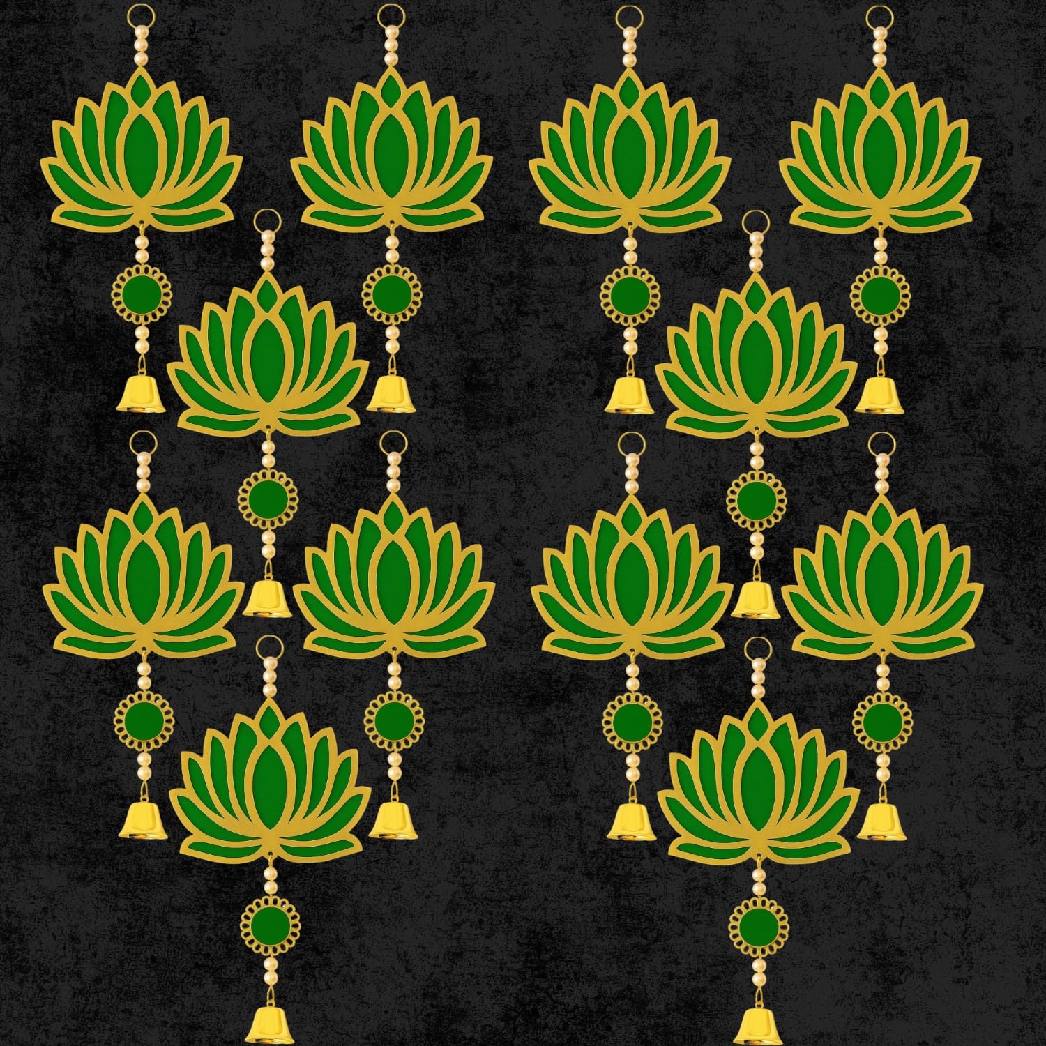 Diwali Lotus Decorations - Red & Gold Hanging -11