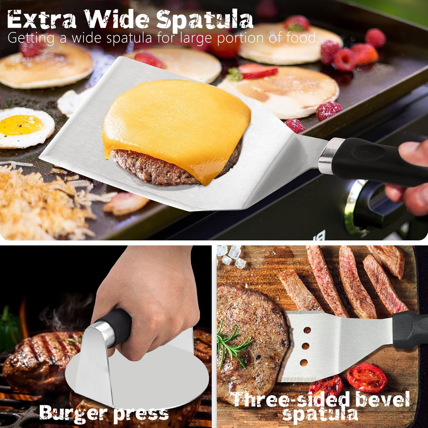 Kit profesional de accesorios para parrilla de barbacoa, juego de herramientas de parrilla de acero inoxidable de 14 piezas con funda de transporte