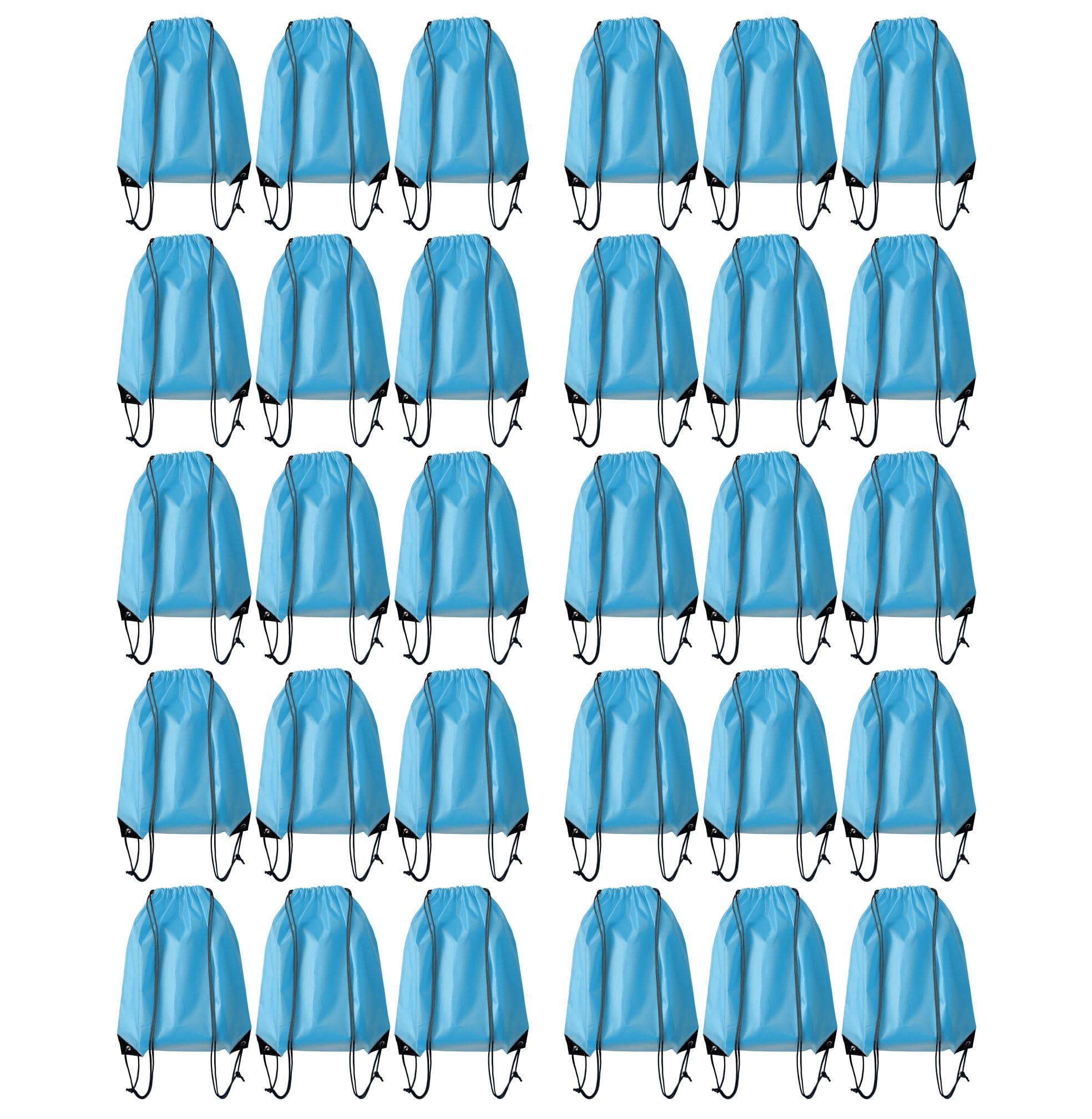 JohahaTim Drawstring Backpack Bulk 30Pcs Draw String Backpack Bags DIY Gym Sports Traveling Yoga Cinch Bag Sackpack Drawstring (sky blue)
