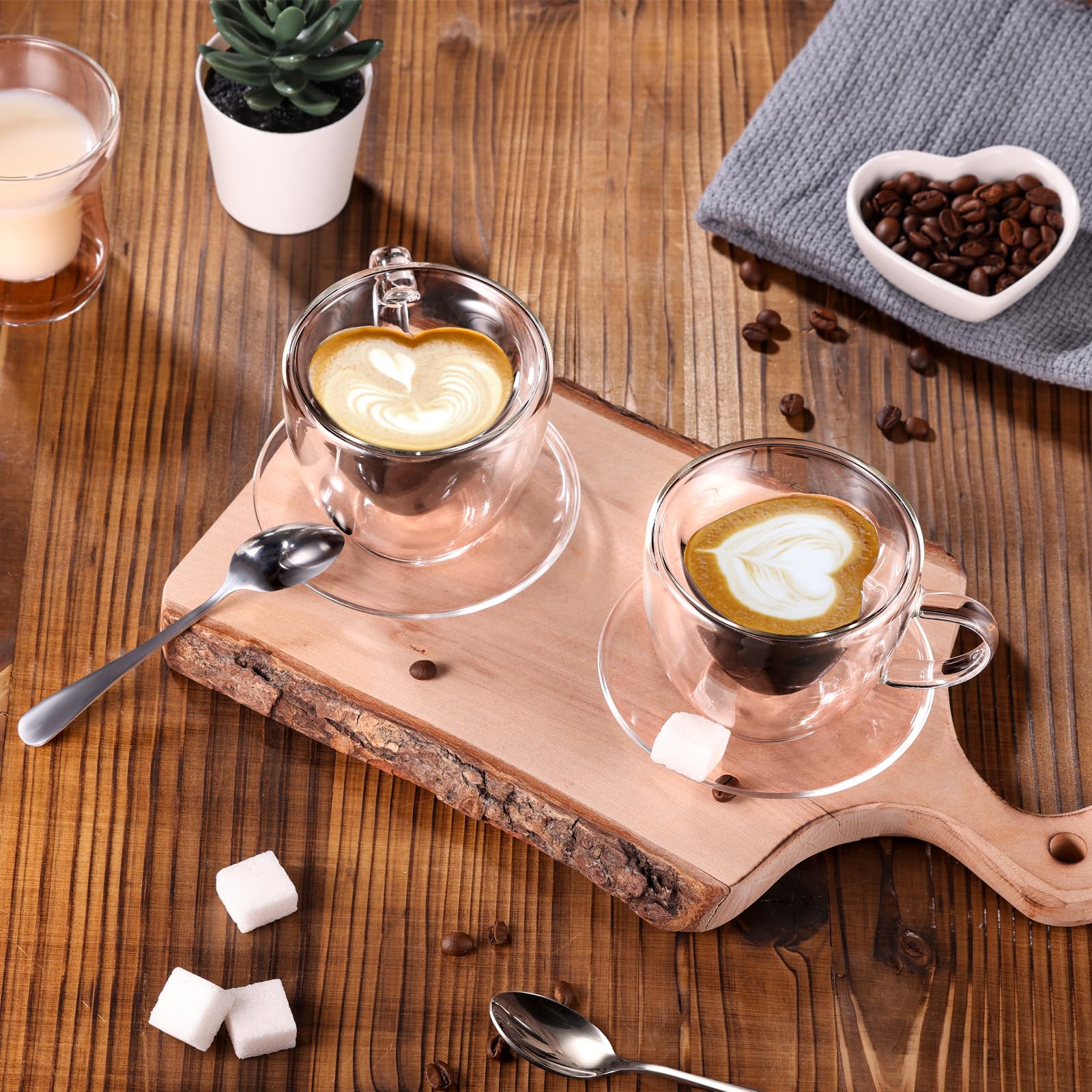 CNGLASS Set di 2 tazze da caffè in vetro a doppia parete con