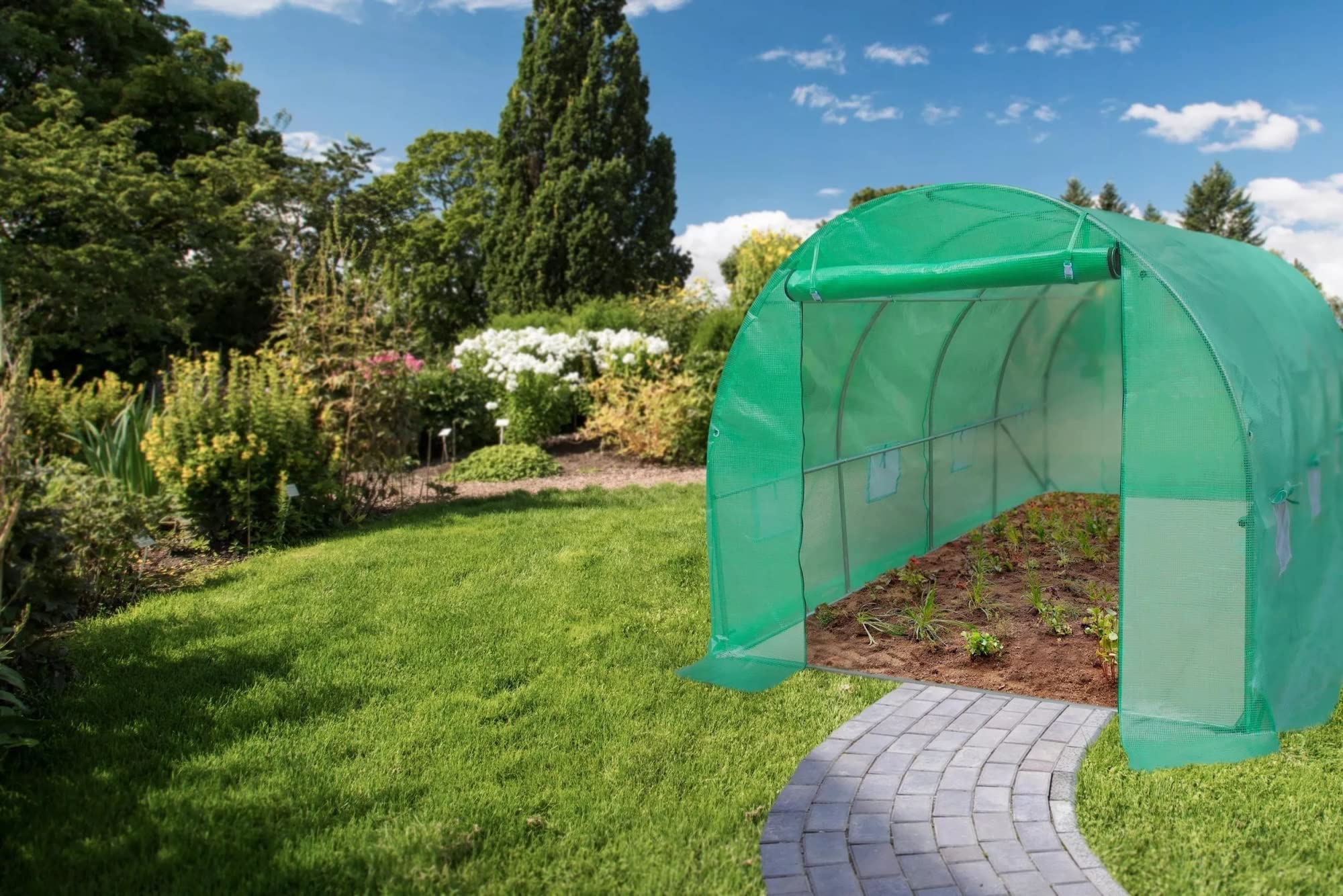 Serra da Giardino Tunnel All'aperto Inverno Grandi Serre Polytunnel con Telaio in Acciaio Resistente, Case Verdi Giardino Fuori Pomodoro vegetale casa Calda, 3m/2m di Lunghezza