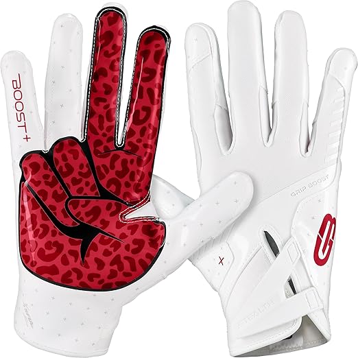 Grip Boost Football Gloves Peace Stealth 6.0 Boost Plus Technology Men's Receiver Gloves - Adult and Youth Sizes