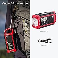 Vista 7 de Midland ER210 - Radio AM/FM compacta de emergencia con manivela, múltiples fuentes de alimentación que funciona como linterna de emergencia SOS