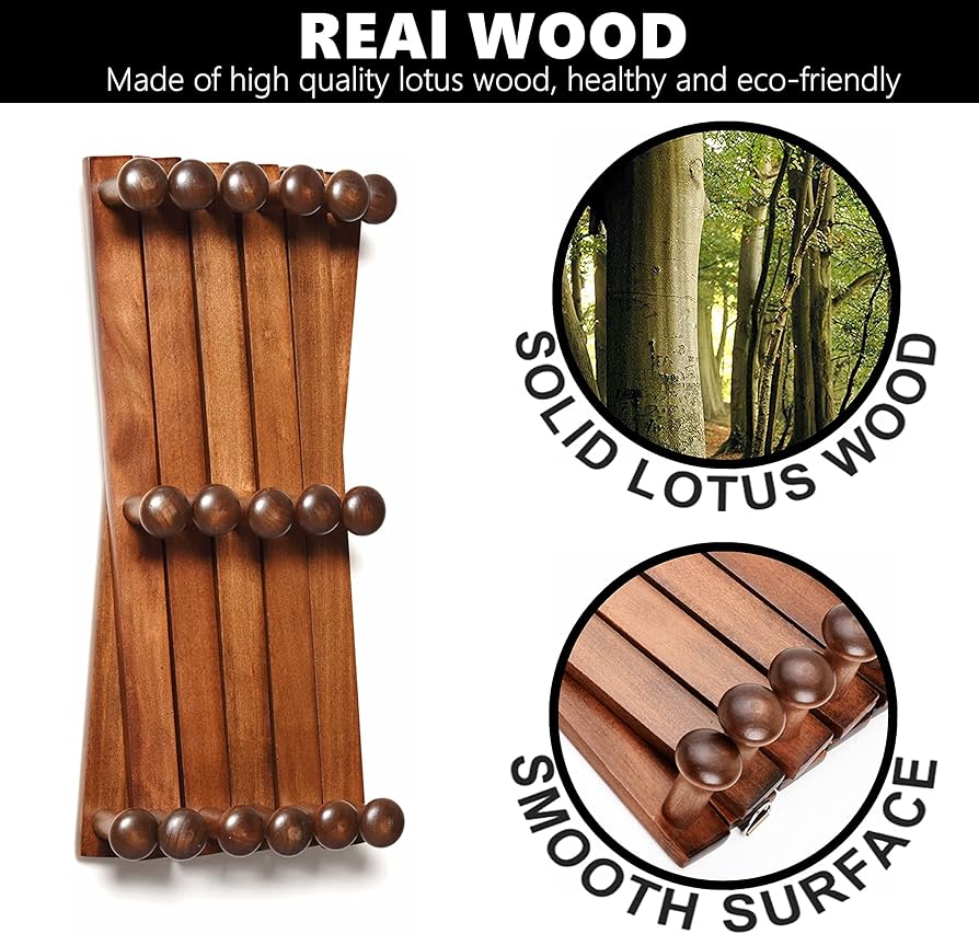 Amber Home Wood Accordion Wall Rack 17 Hooks (Pegs