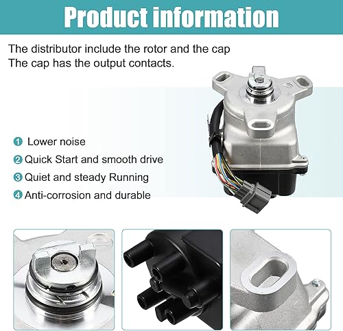 Miniatura 5 de X AUTOHAUX Distribuidor de encendido de repuesto para Honda CR-V 1999 2000 2001 30100-P6T-T01 6082903 TC081 TD-74U TD74U 8 pines