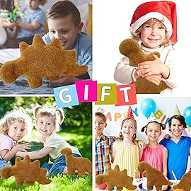 Isaacalyx Dino Nugget Pillow, 16 inch Soft Dinosaur Chicken Nuggets Pillow for Birthday Gifts, Dinosaur Theme Party Decorations